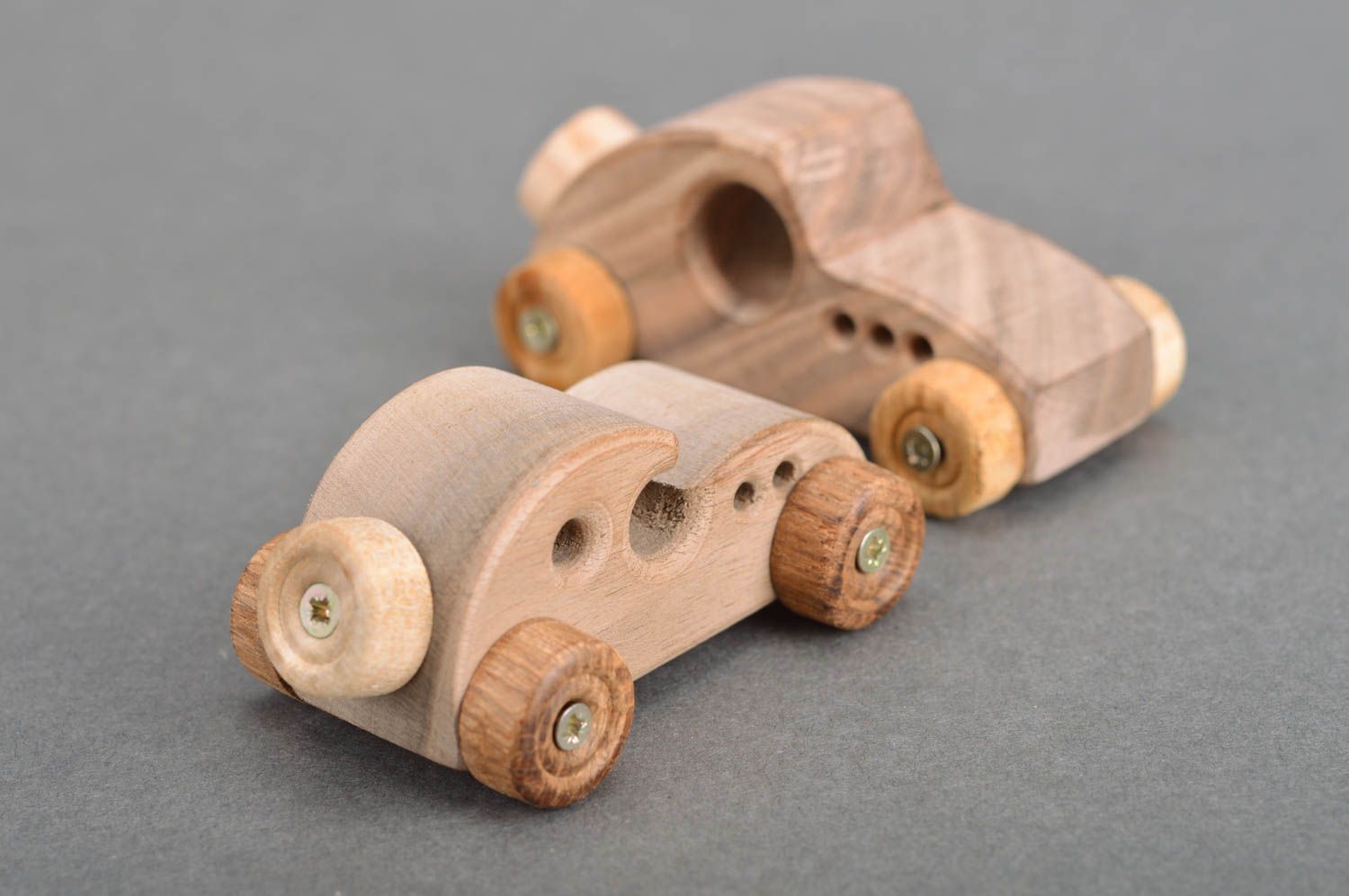 Juego de juguetes de madera hechos a mano coches ecológicos infantiles 2 piezas foto 5
