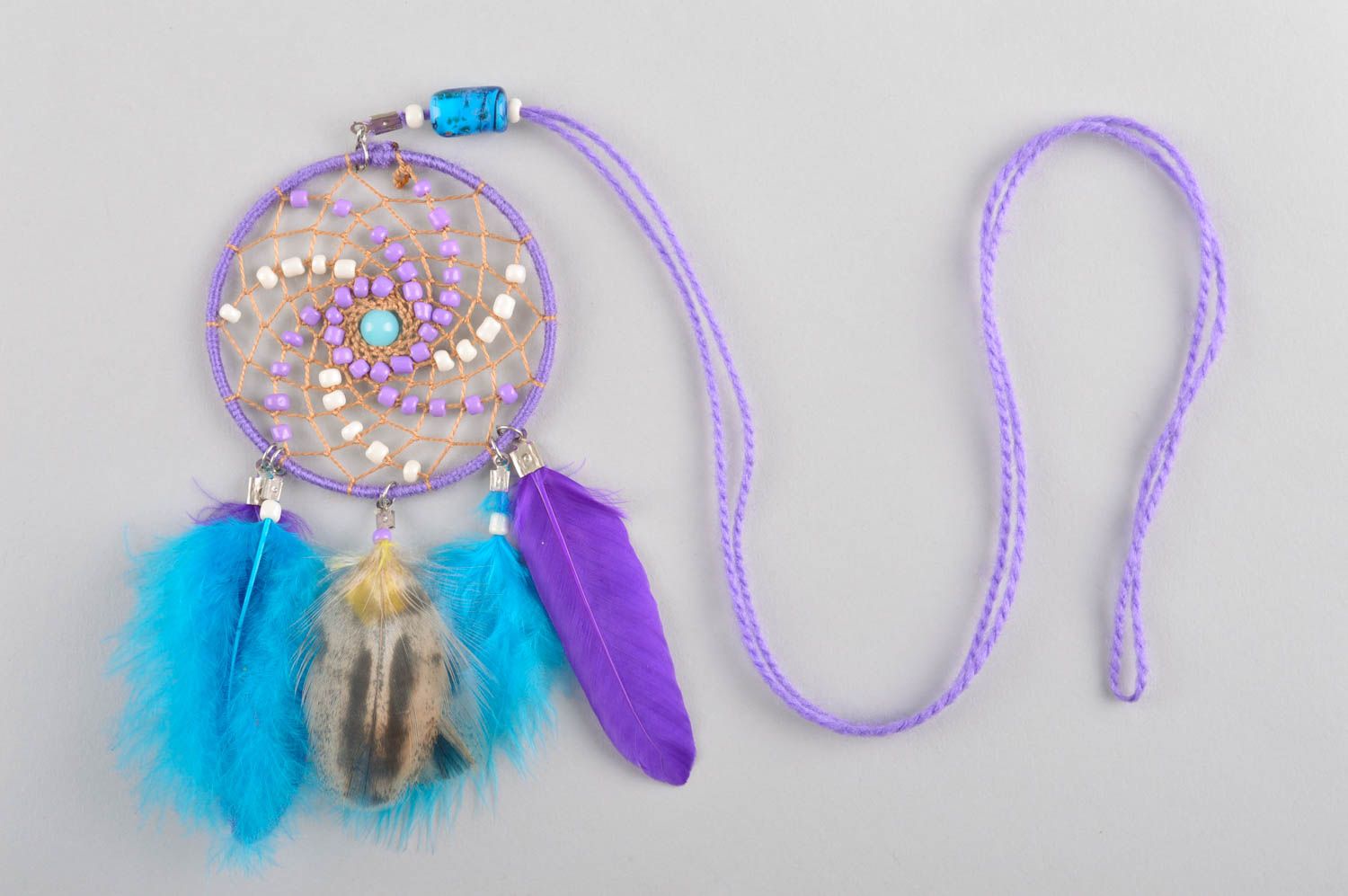 Stylish handmade dreamcatcher necklace wall hanging Indian amulet gift ideas photo 2