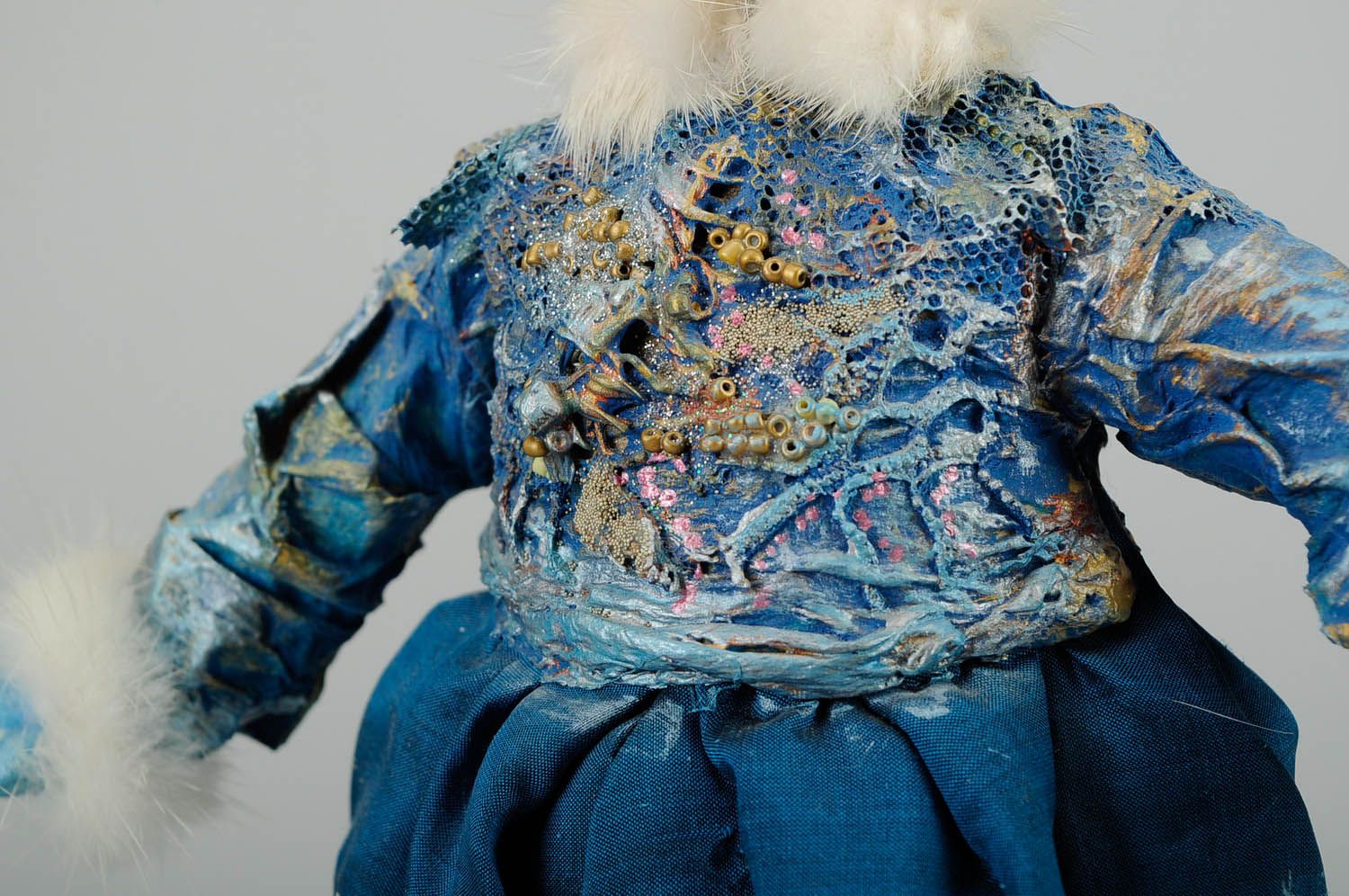 Авторская сувенирная кукла Снегурочка в синем фото 4