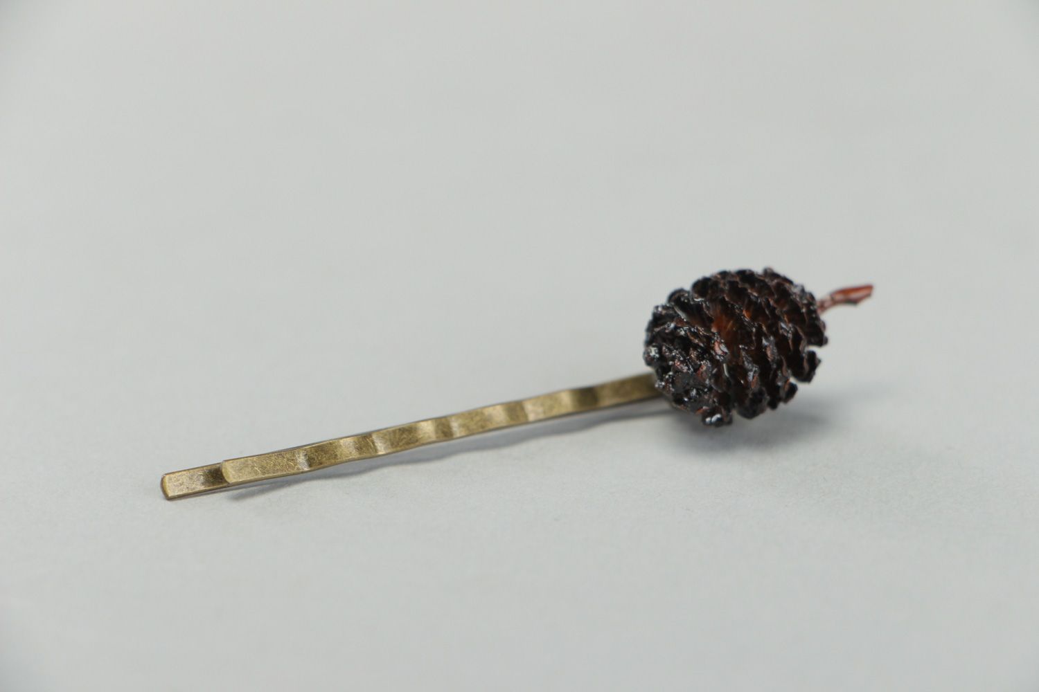 Handmade small metal invisible hairpin with cone coated with epoxy photo 2