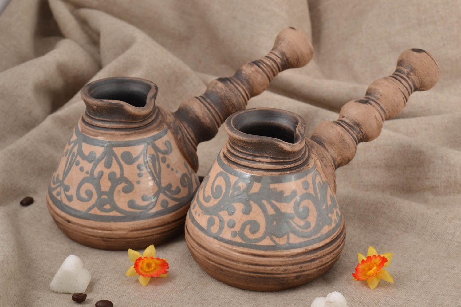 Cafeteras turcas hechas a mano 2 piezas regalo original utensilio de cocina foto 1