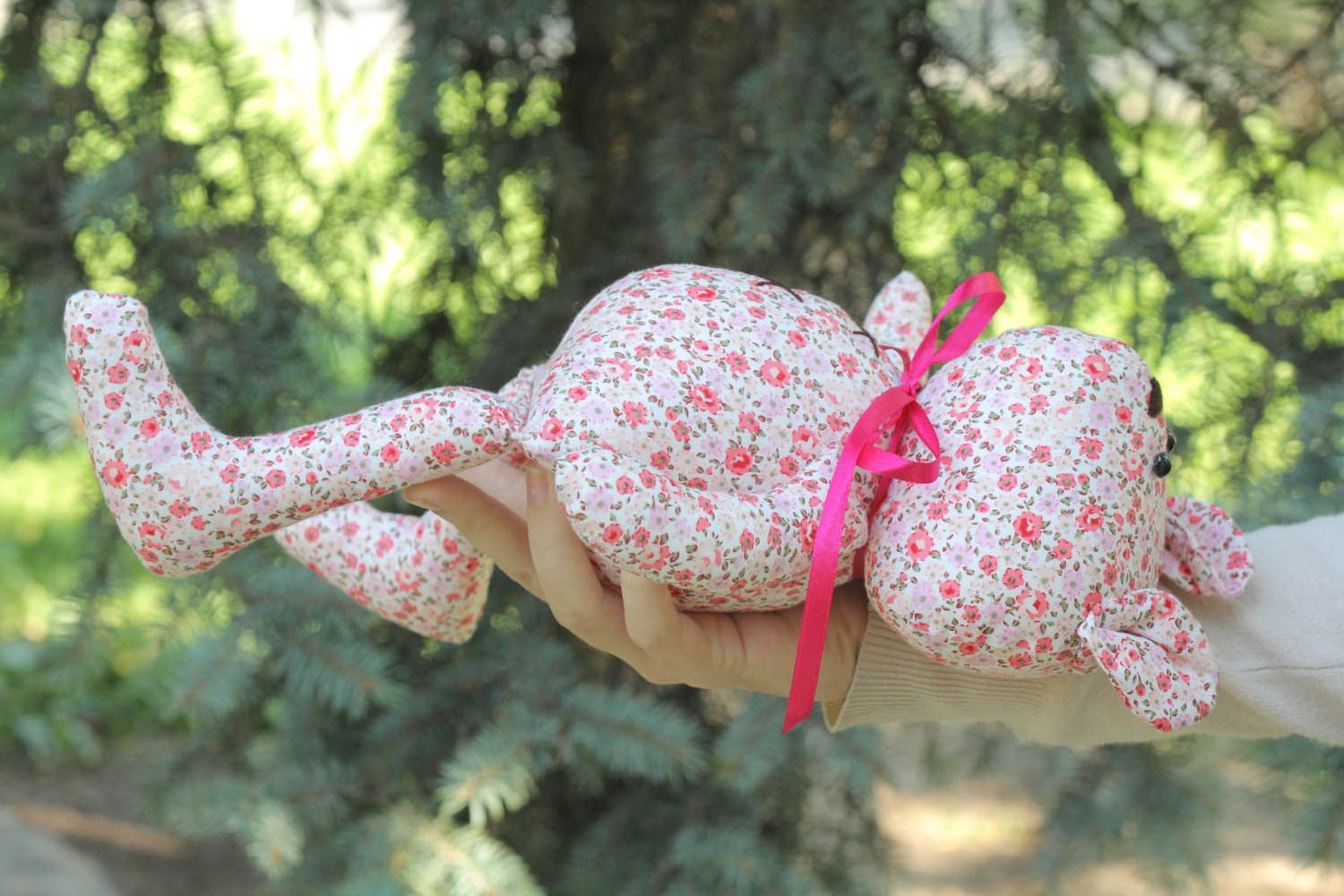 Текстильная игрушка мягкая Розовый медведь фото 4