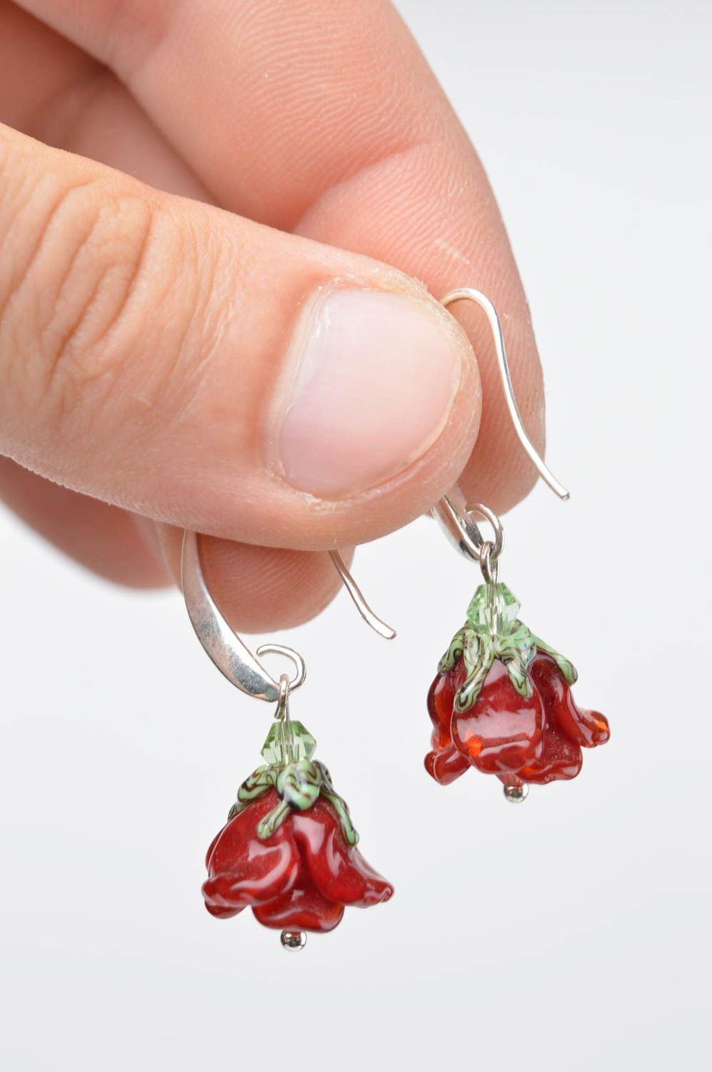 Stylish handmade glass earrings homemade flower earrings designer jewelry  photo 5