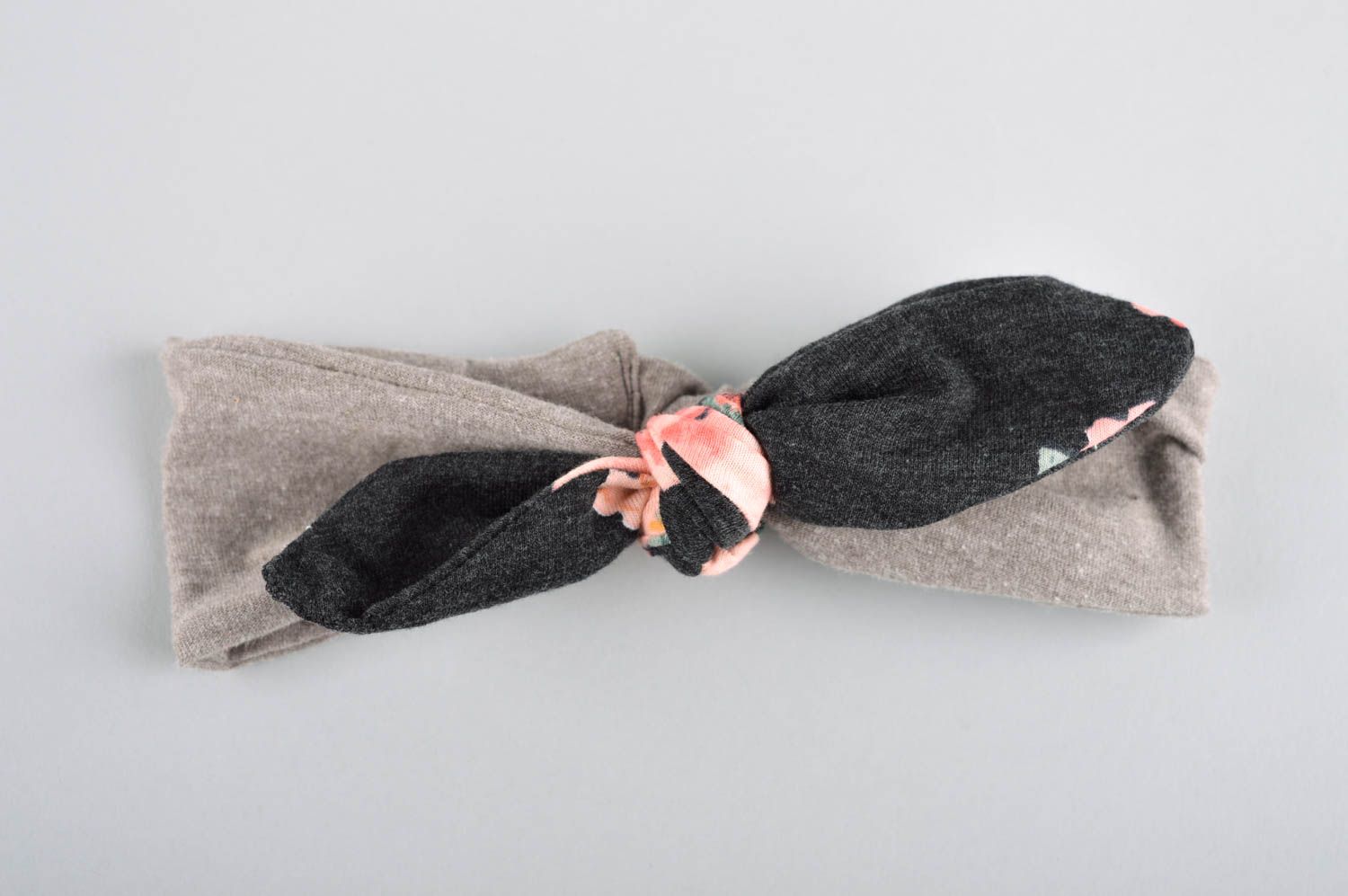 Graues Haarband Schleife handmade Accessoire für Kinder Mädchen Haarschmuck  foto 4