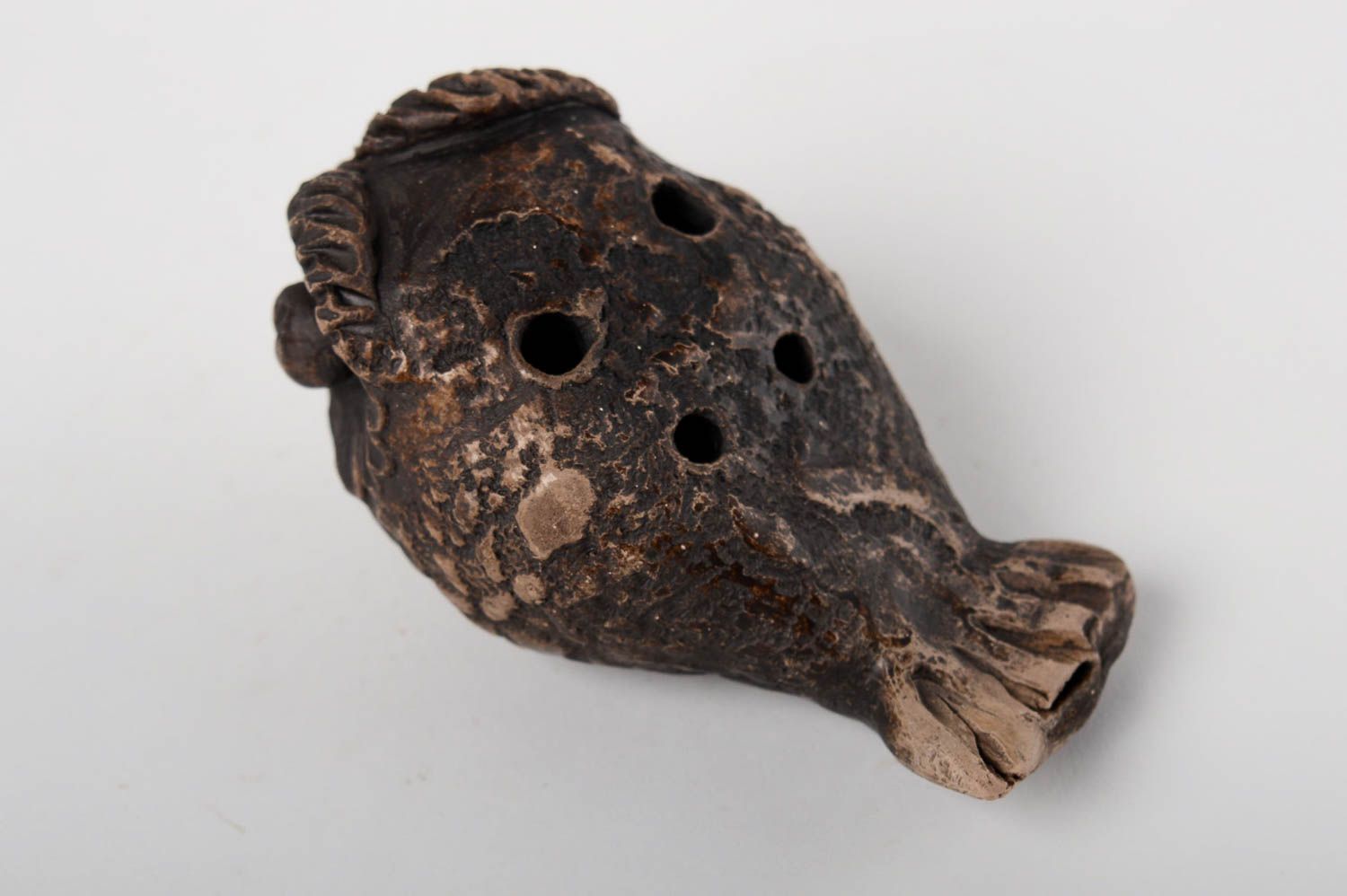 Глиняная игрушка ручной работы свистулька из глины керамическая свистулька сова фото 4