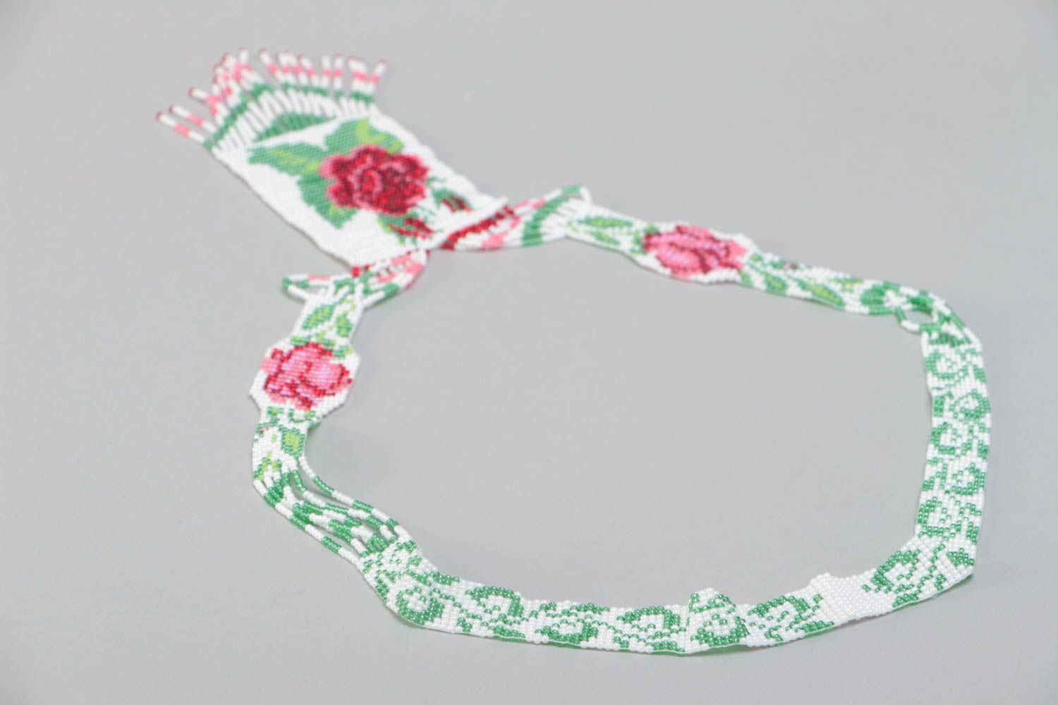 Schöner Glasperlen Gerdan mit Muster Collier von Handarbeit mit Blume für Frau foto 4
