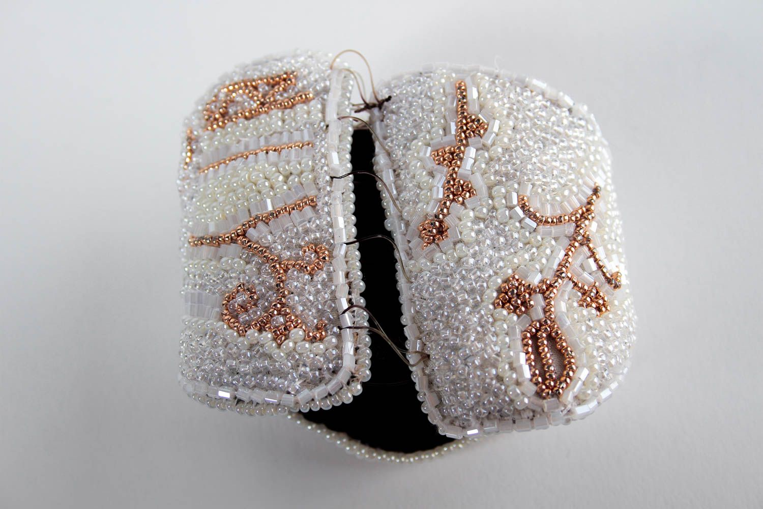 Rocailles Armband handmade Designer Schmuck in Weiß Frauen Accessoire schön foto 15
