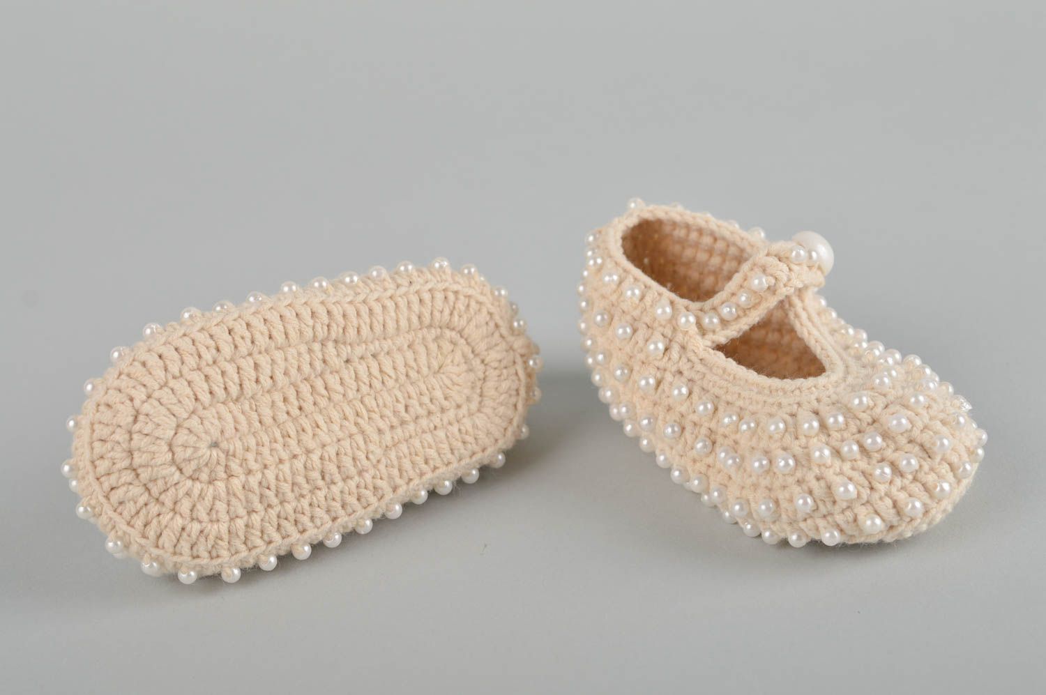 Handmade crocheted baby bootees warm soft shoes for kids designer socks photo 5