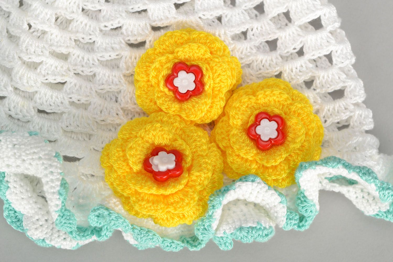 Children's openwork crochet hat photo 2