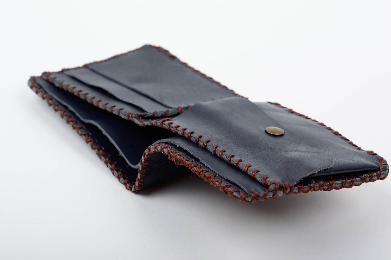 Billetera de cuero bonita hecha a mano accesorio para hombre regalo original foto 3