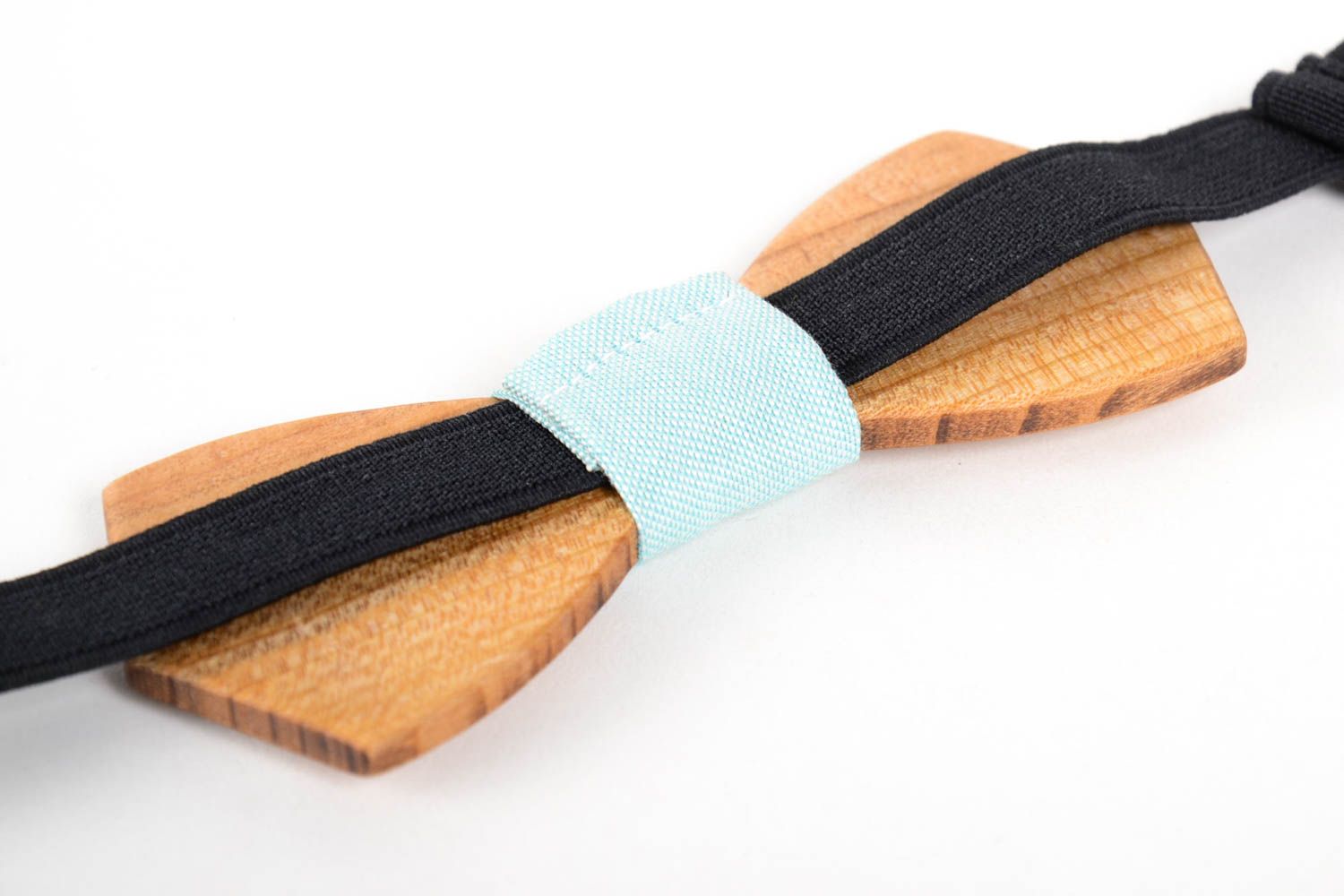Handmade Accessoire für Männer originelle Fliege Krawatte blau Fliege aus Holz  foto 5