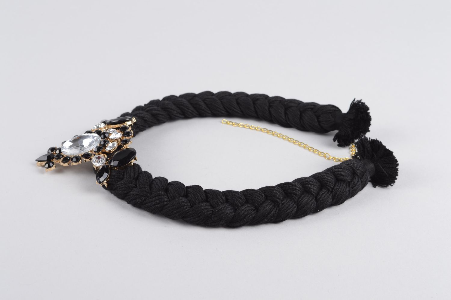 Handmade black elegant necklace unusual massive necklace designer jewelry photo 2
