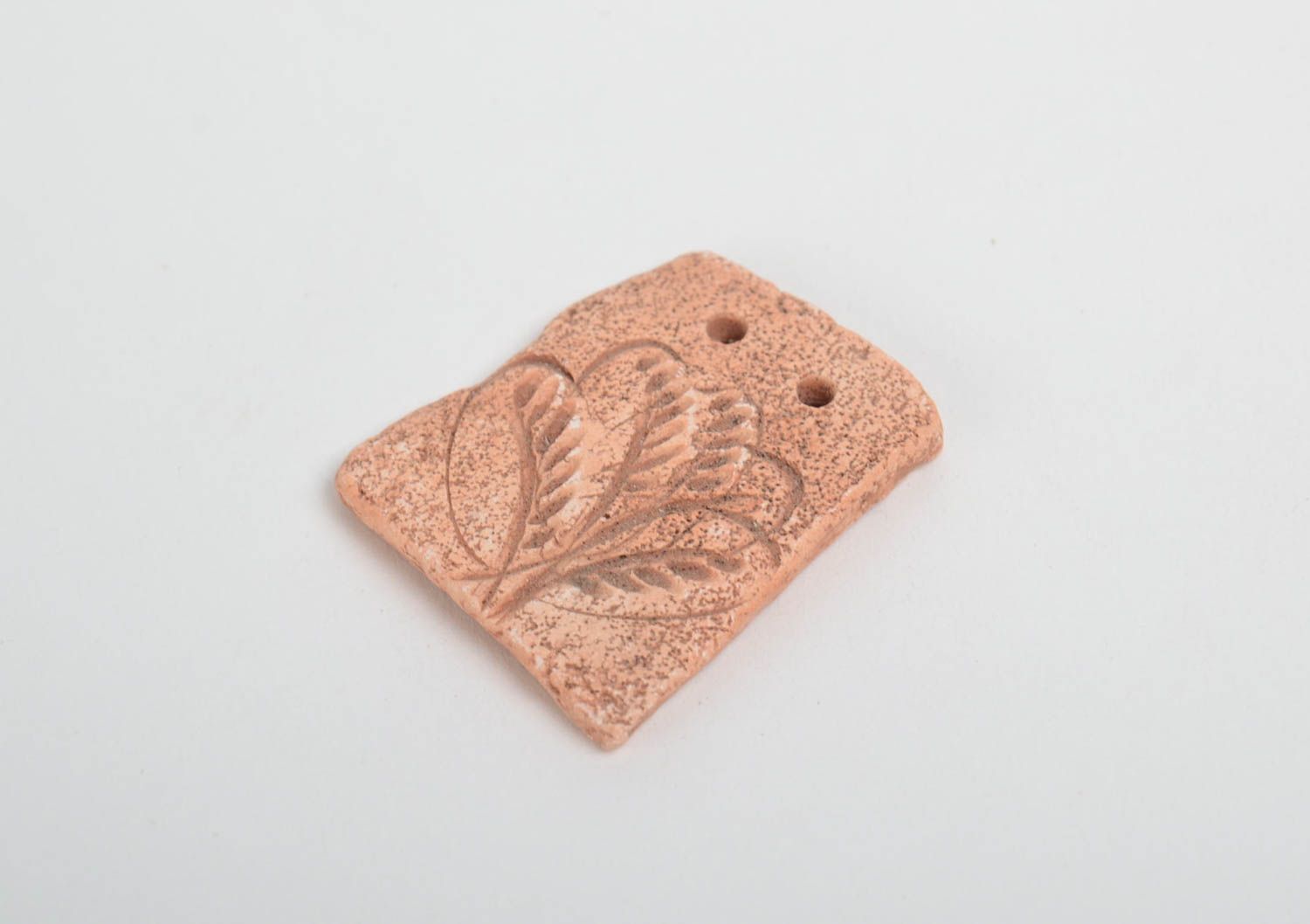 Original handmade small and beautiful pendant blank made of clay with pattern photo 4