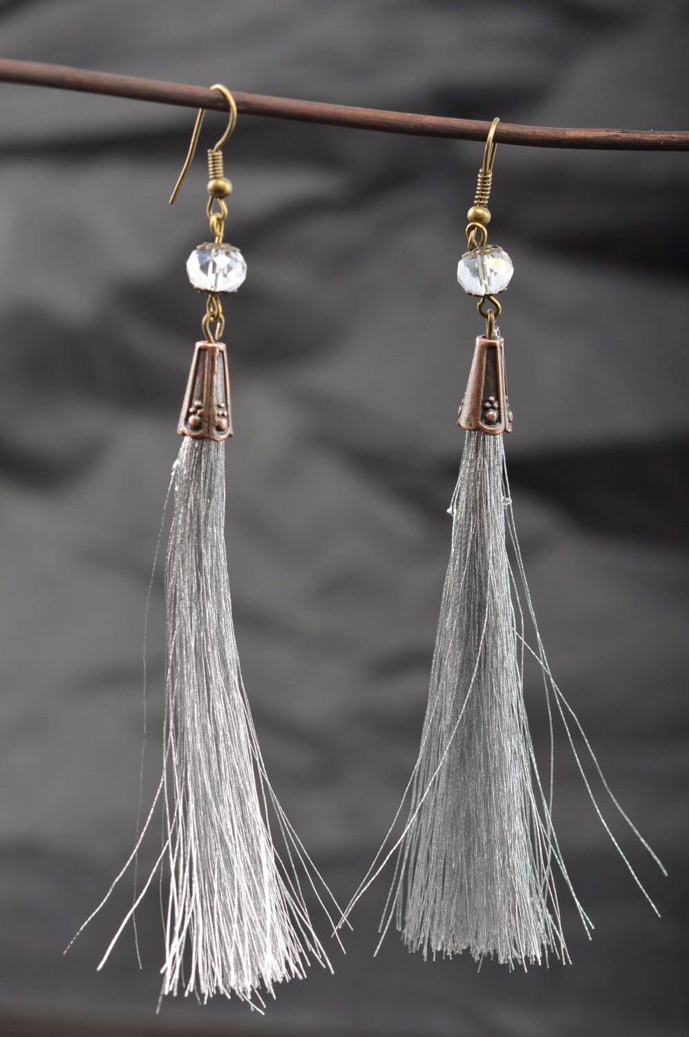 Orecchini di fili fatti a mano orecchini originali lunghi accessori donna
 foto 5