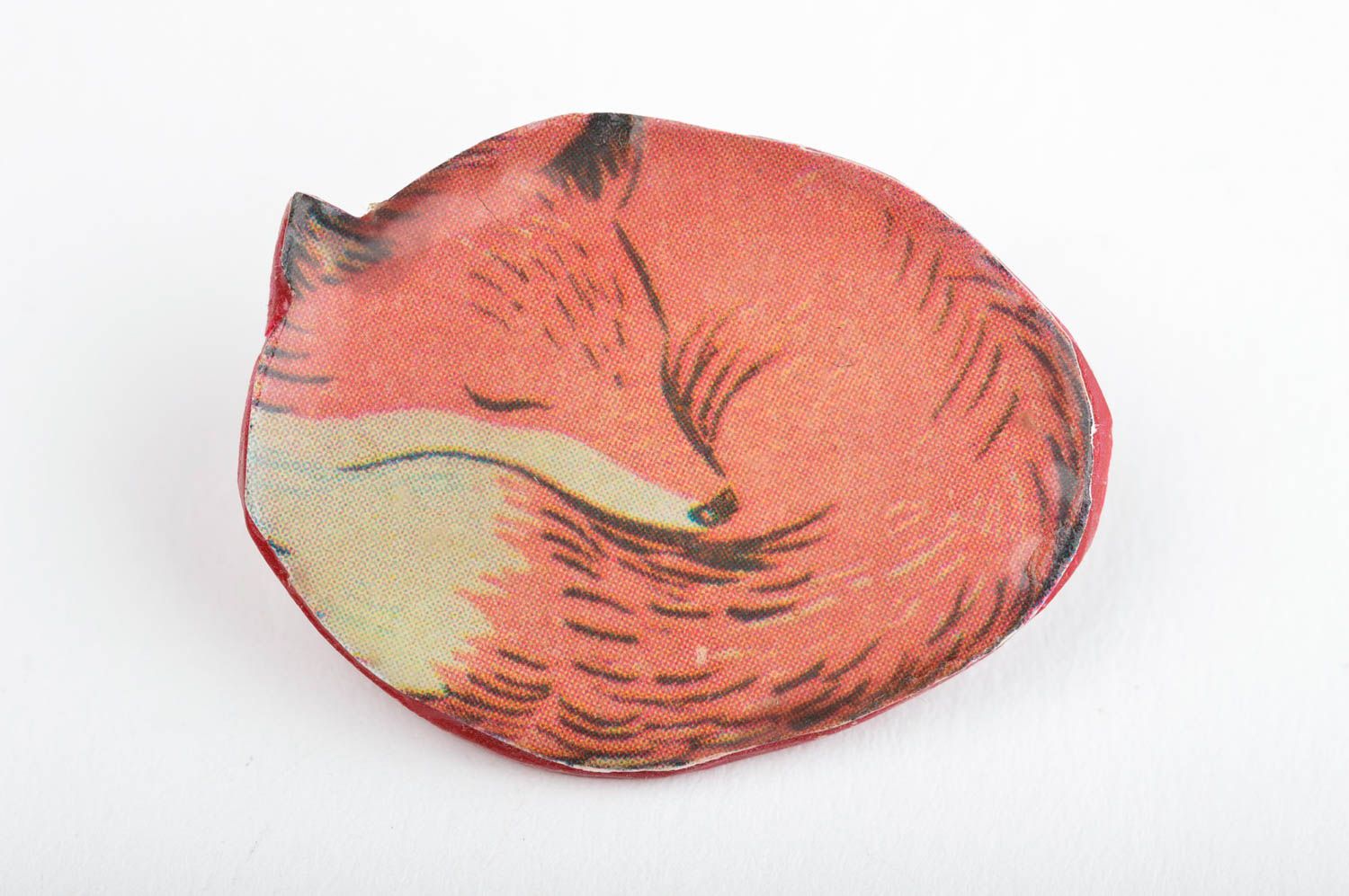 Брошь из полимерной глины украшение ручной работы женская брошь лисичка фото 3