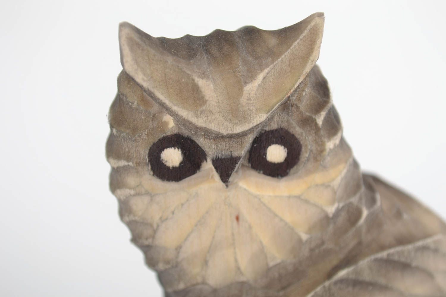 Handmade eco friendly collectible wooden animal figurine Owl for table decor photo 3