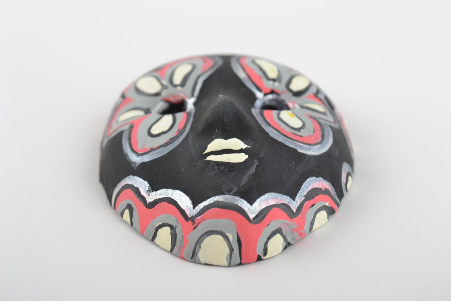 Handmade unusual fridge magnet in shape of carnival mask  photo 4