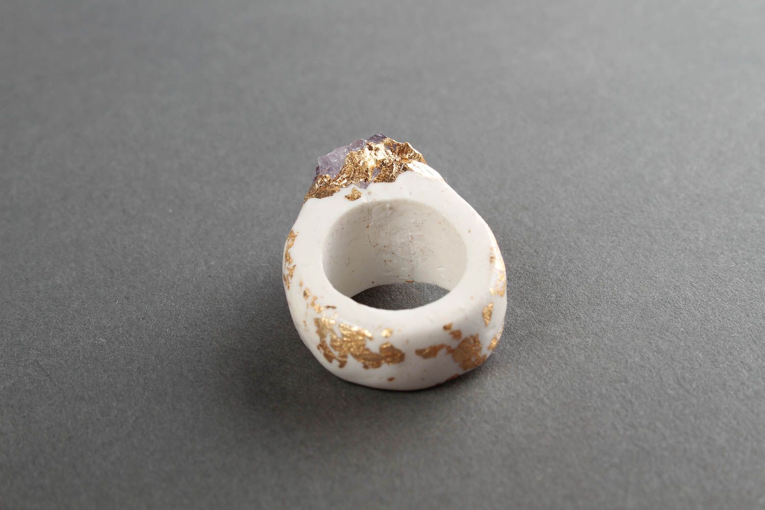 Кольцо ручной работы украшение из полимерной глины украшение кольцо с самоцветом фото 5