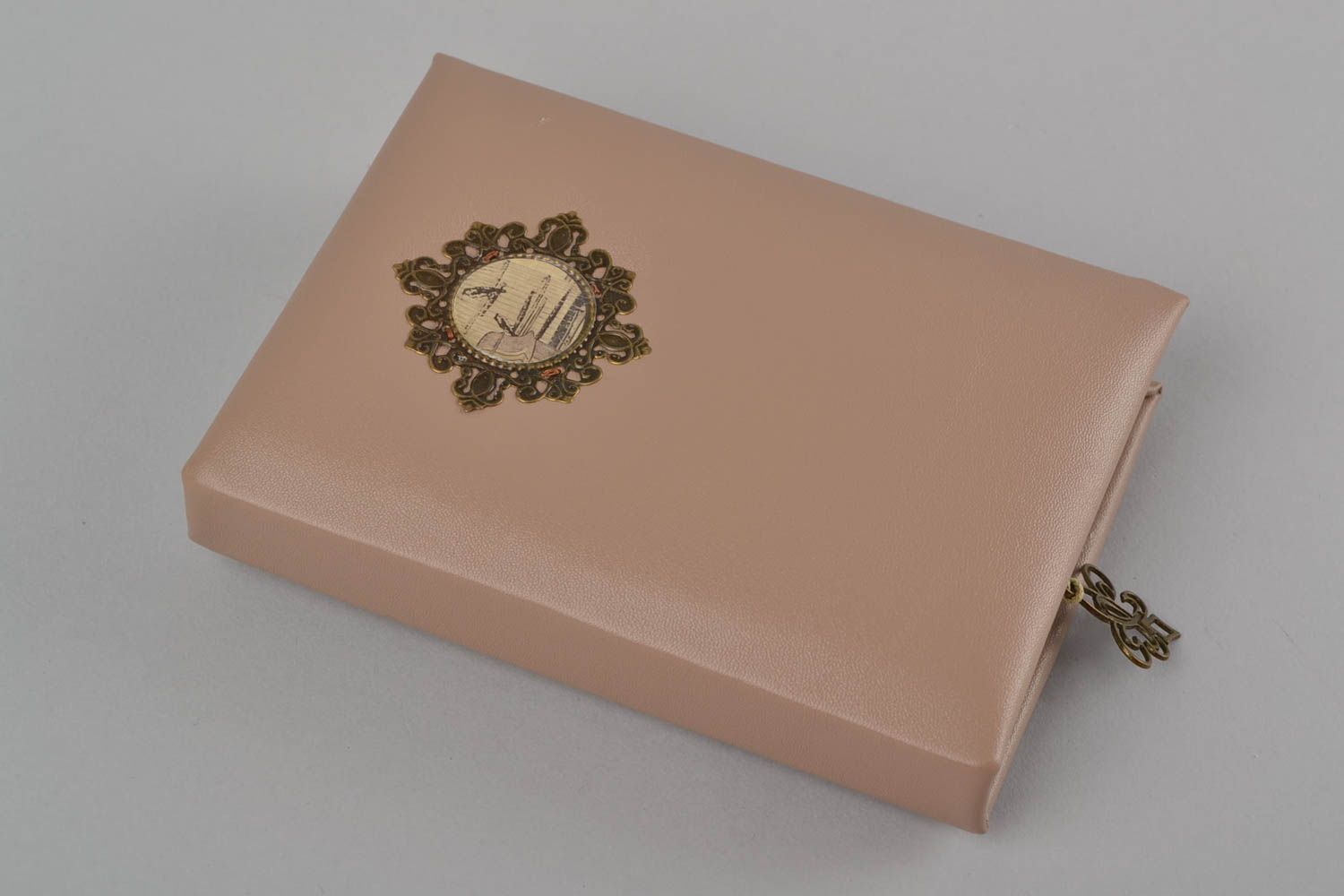 Unusual handmade beautiful leatherette notebook with tassel photo 3