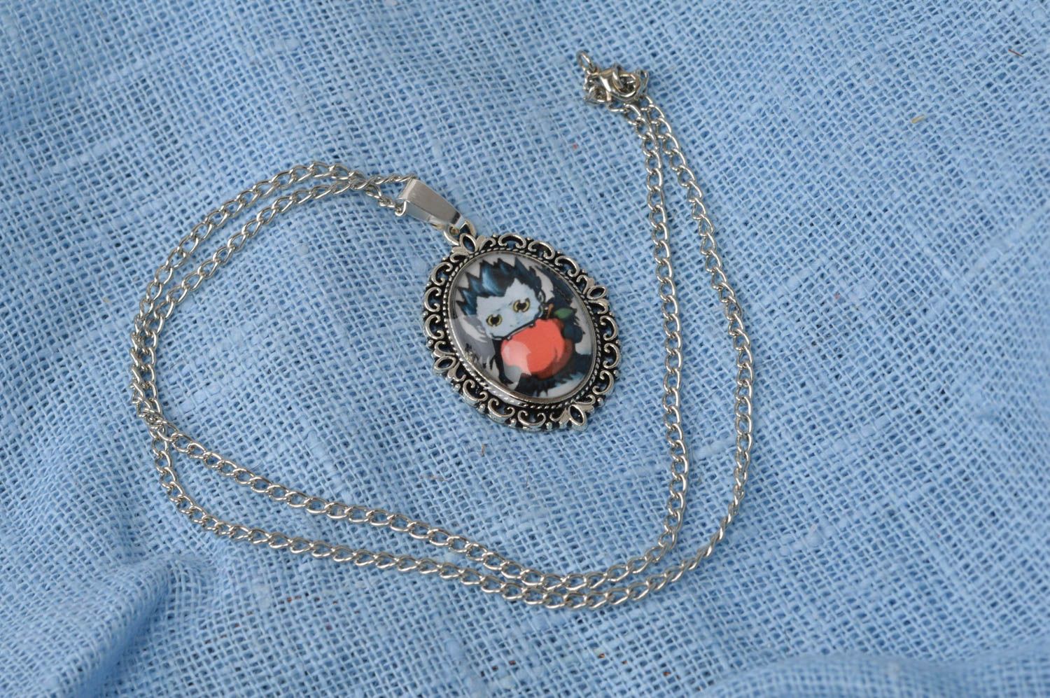 Handmade pendant with glass lens and picture of vampire for kids and adults photo 1