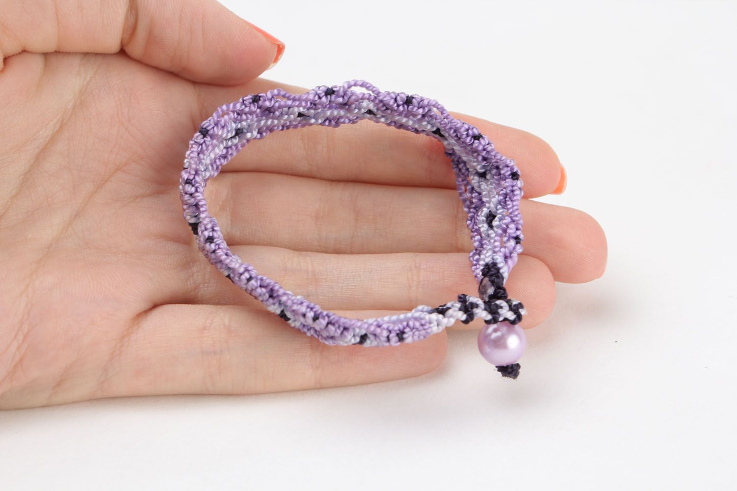 Bracelet tressé lilas fait main photo 2