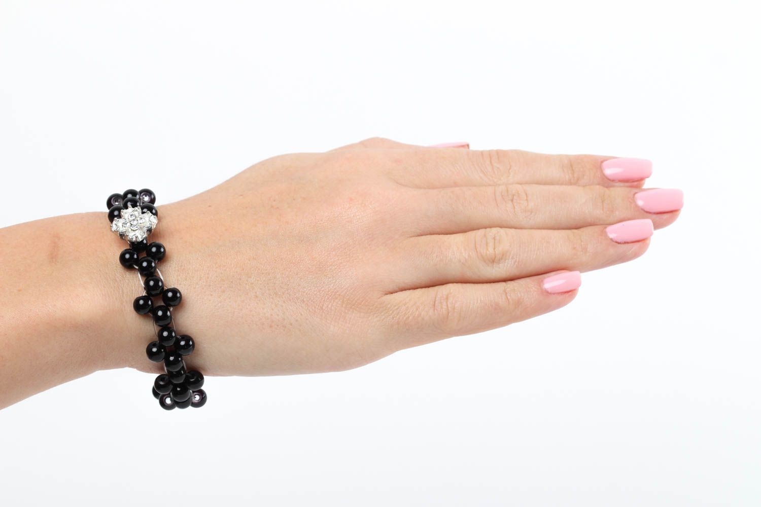 Bracelet noir Bijou fait main chic en perles céramiques Cadeau pour femme photo 5