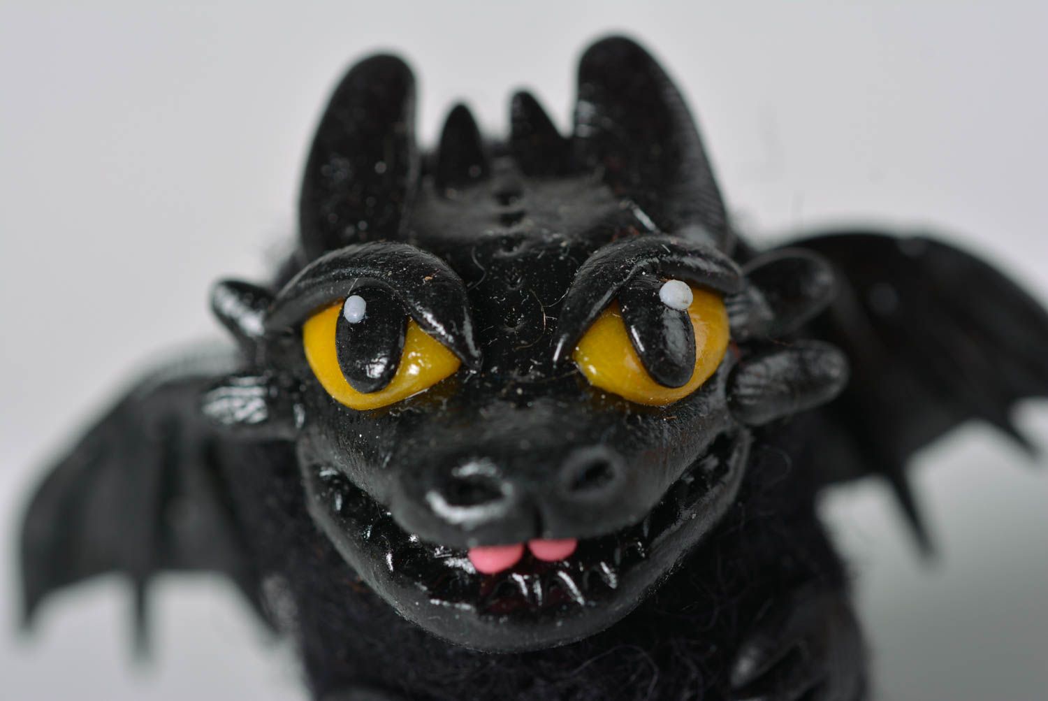 Woolen handmade figurine unusual statuette bat designer beautiful toy bat photo 2
