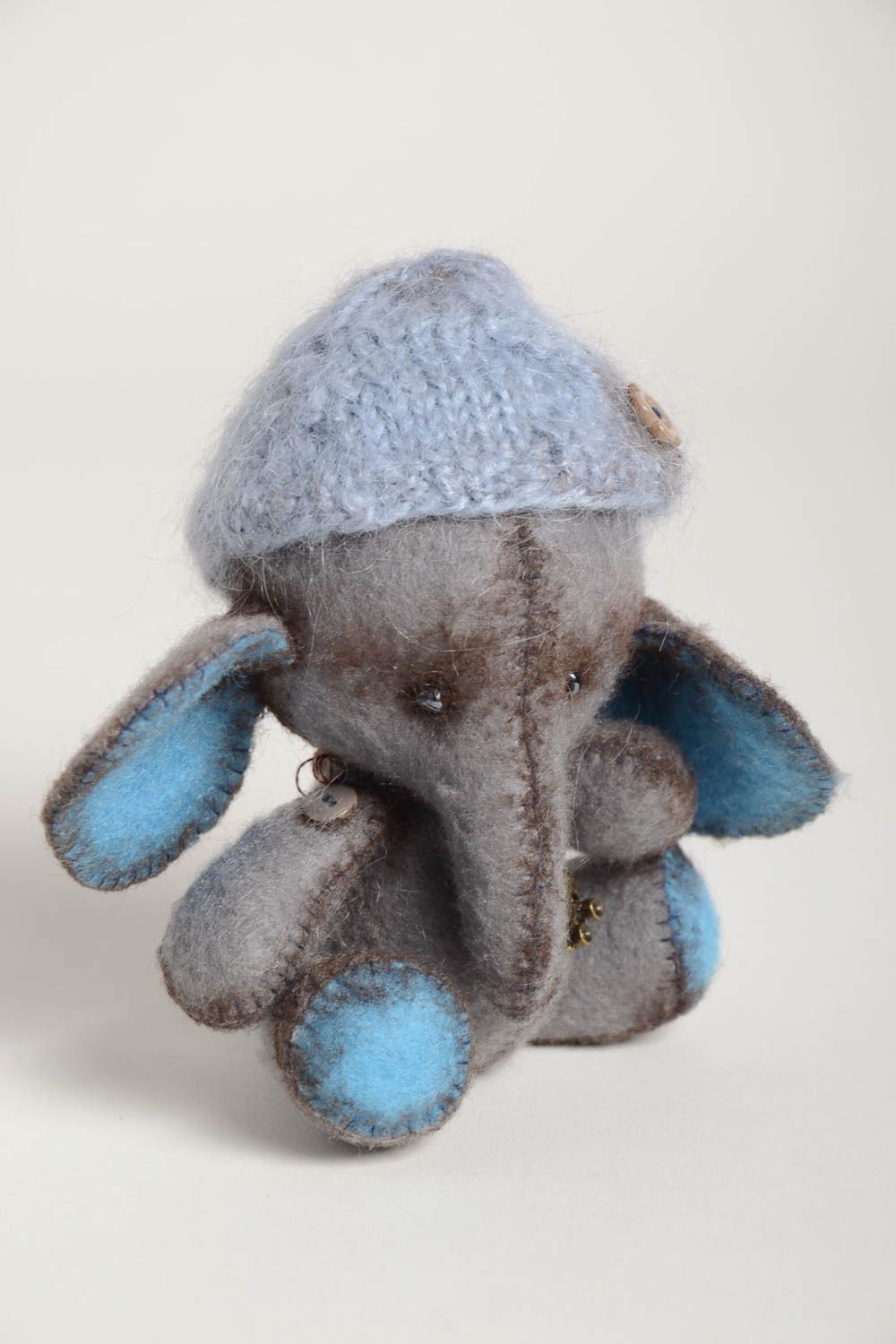 Handmade Kuscheltier Elefant Stoff Tier Kleinkinder Spielzeug mit Mütze foto 2