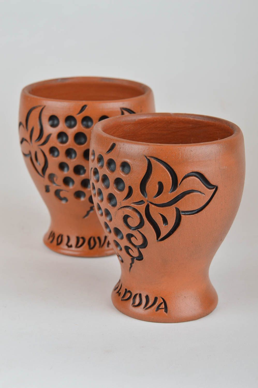 Conjunto de copas de arcilla artesanales originales regalo Uva Negra 100 ml  foto 4