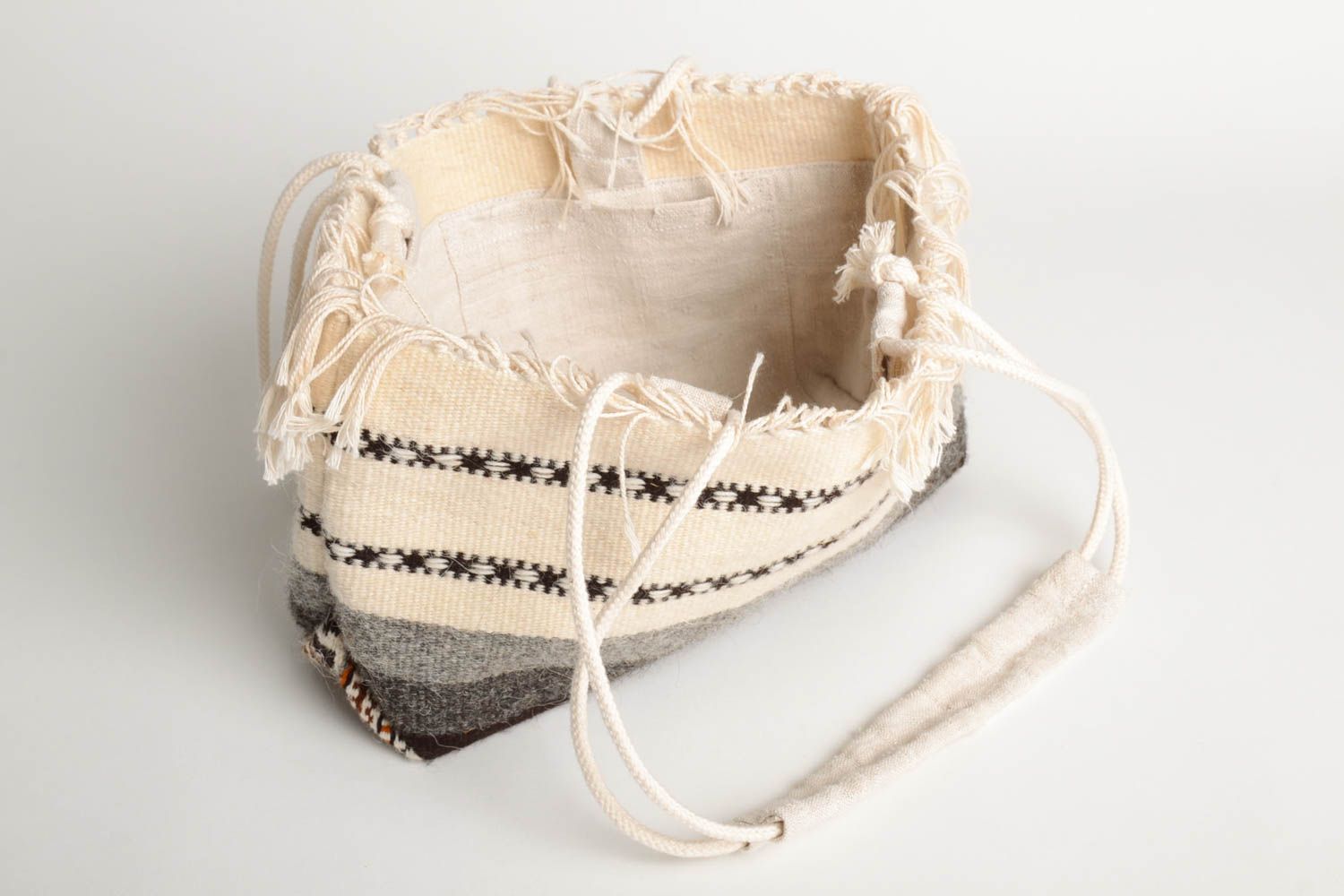 Handmade Accessoire für Frauen Damen Tasche aus Textil gestreifte Umhänge Tasche foto 3