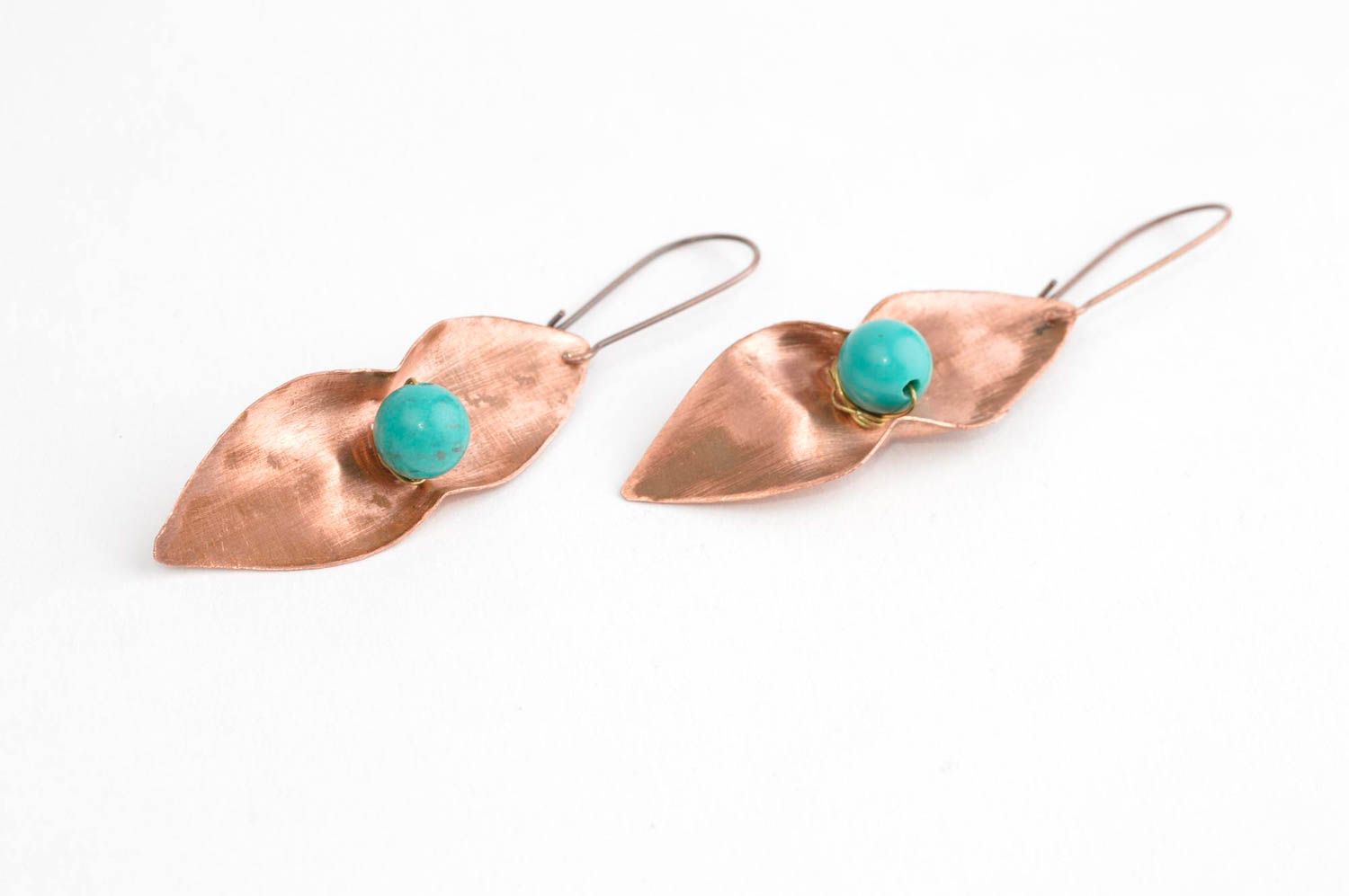 Handmade earrings unusual accessories designer jewelry copper earrings photo 2