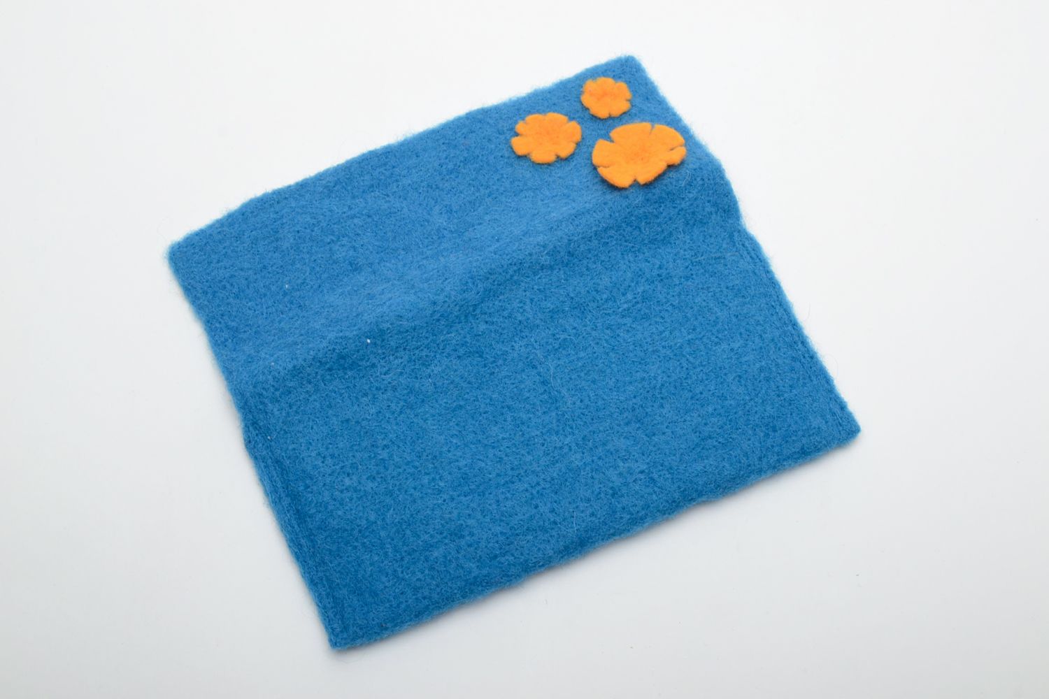 Portefeuille en laine naturelle feutrage à sec fait main bleu pour enfant photo 4