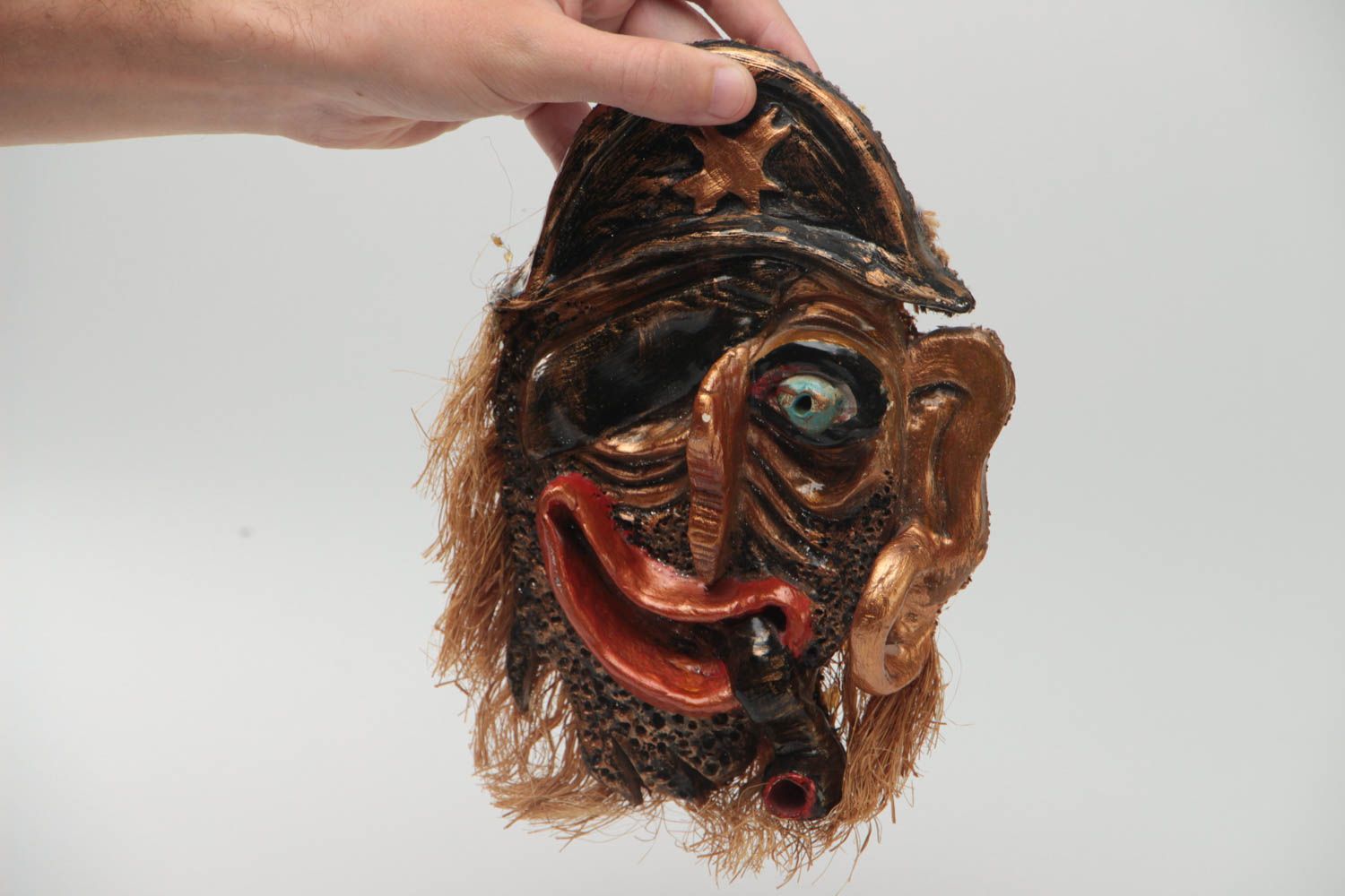 Seeräuber Maske für Interieur aus Ton schön handmade originell für Haus Dekor foto 5