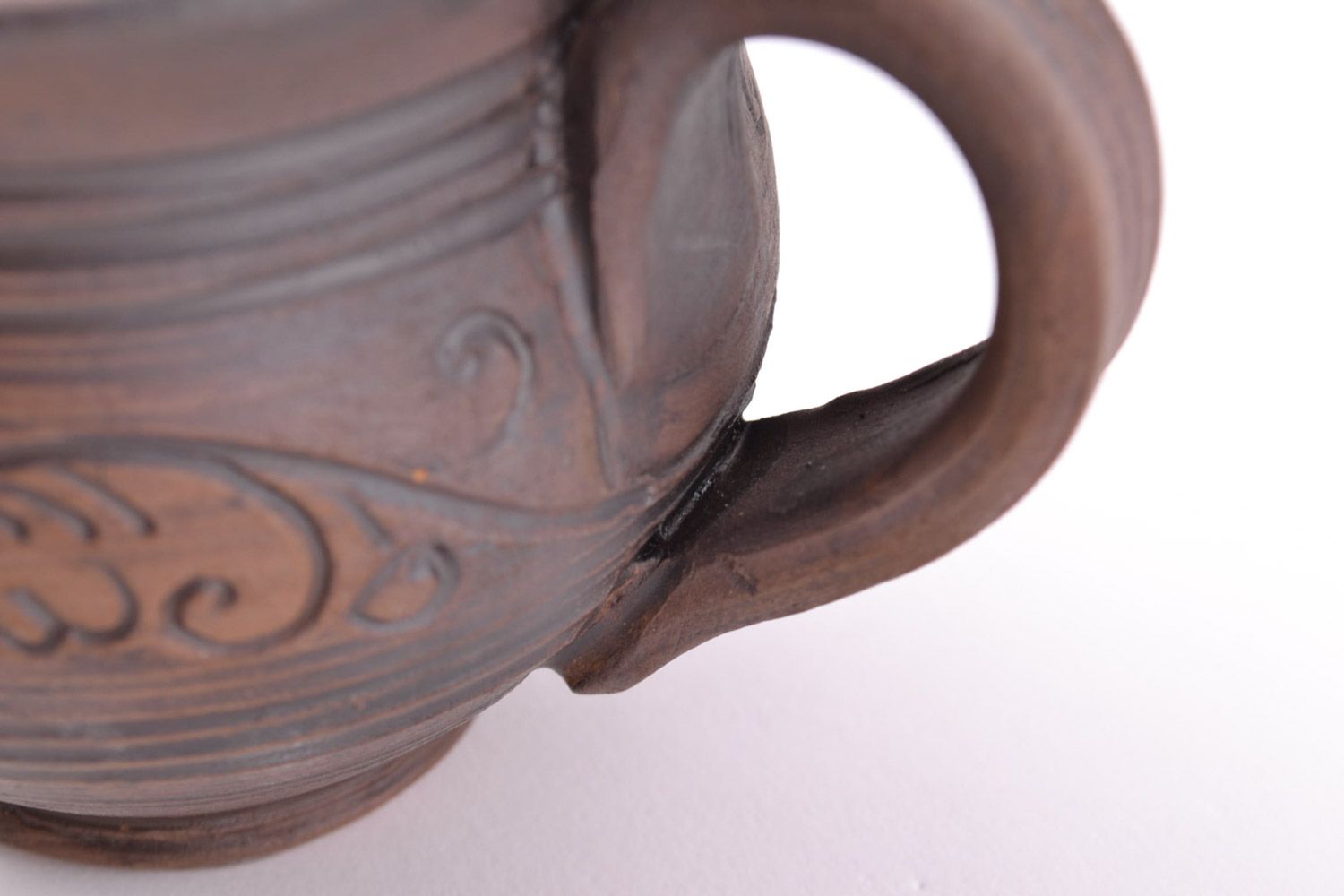 Handmade Keramik Tasse für Kaffee in Milchbrennen Technik 150 ml mit Mustern foto 5