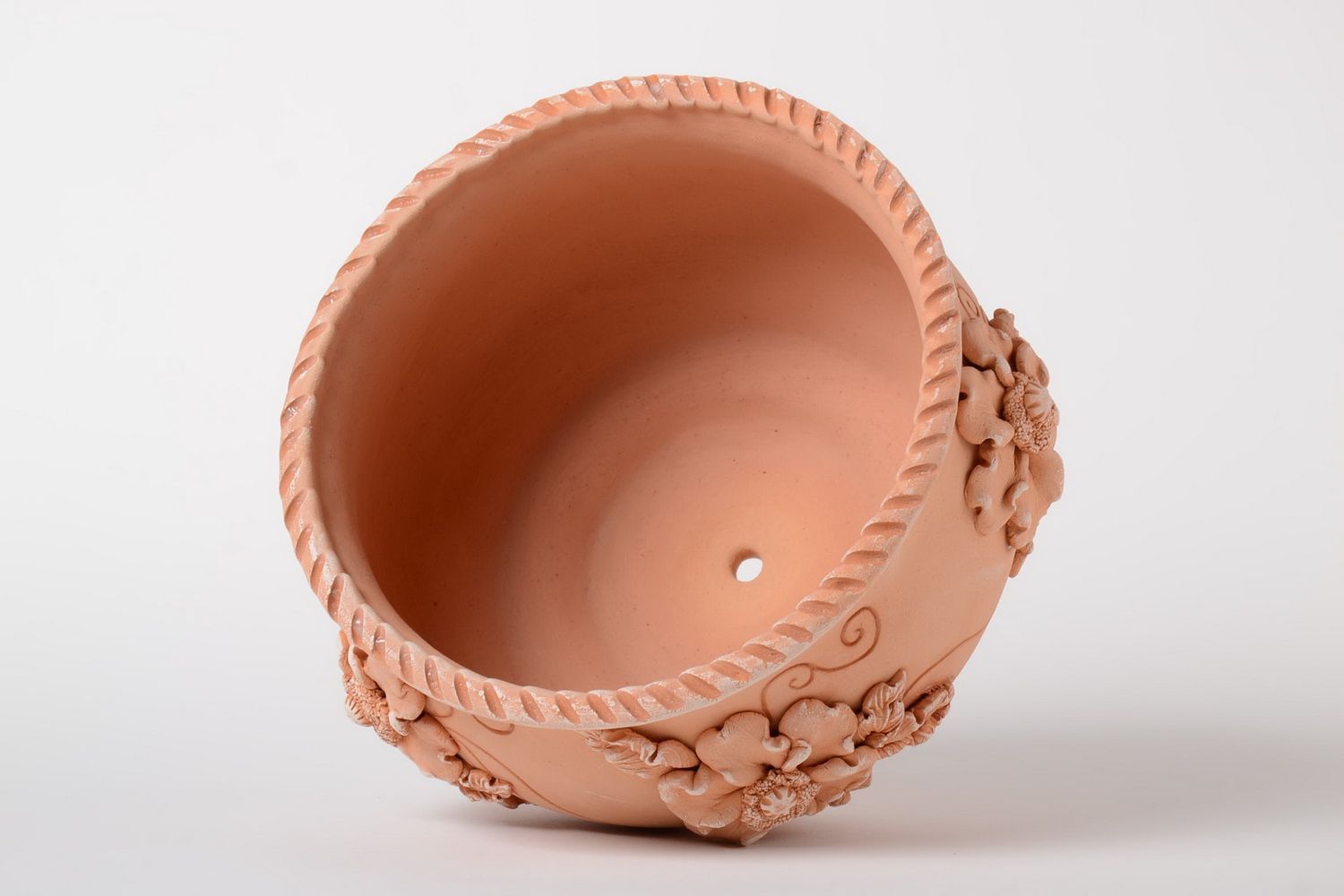 Ton Blumentopf 2.5 l mit Loch Keramik Behälter Handarbeit originell schön foto 4