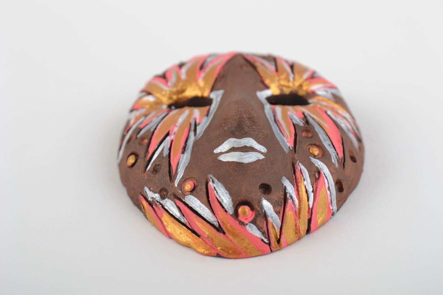 Aimant céramique fait main Magnet frigo masque peint Décoration réfrigérateur photo 4