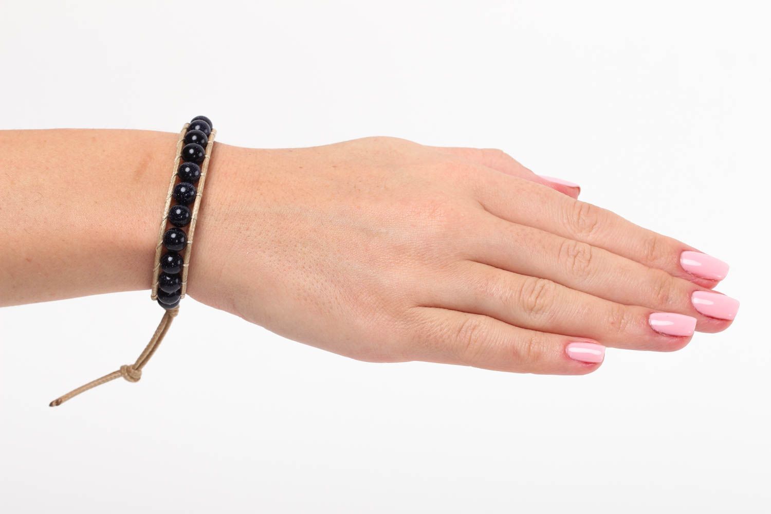 Handmade geflochtenes Armband Schmuck Accessoire Geschenk für Frauen Aventurin foto 5