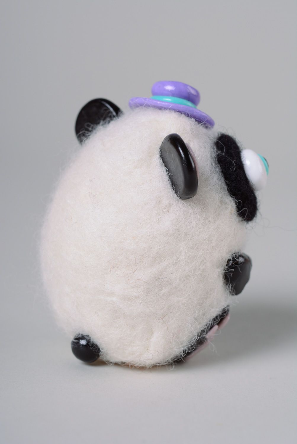 Handmade miniature wool toy made using needle felting technique Panda photo 3