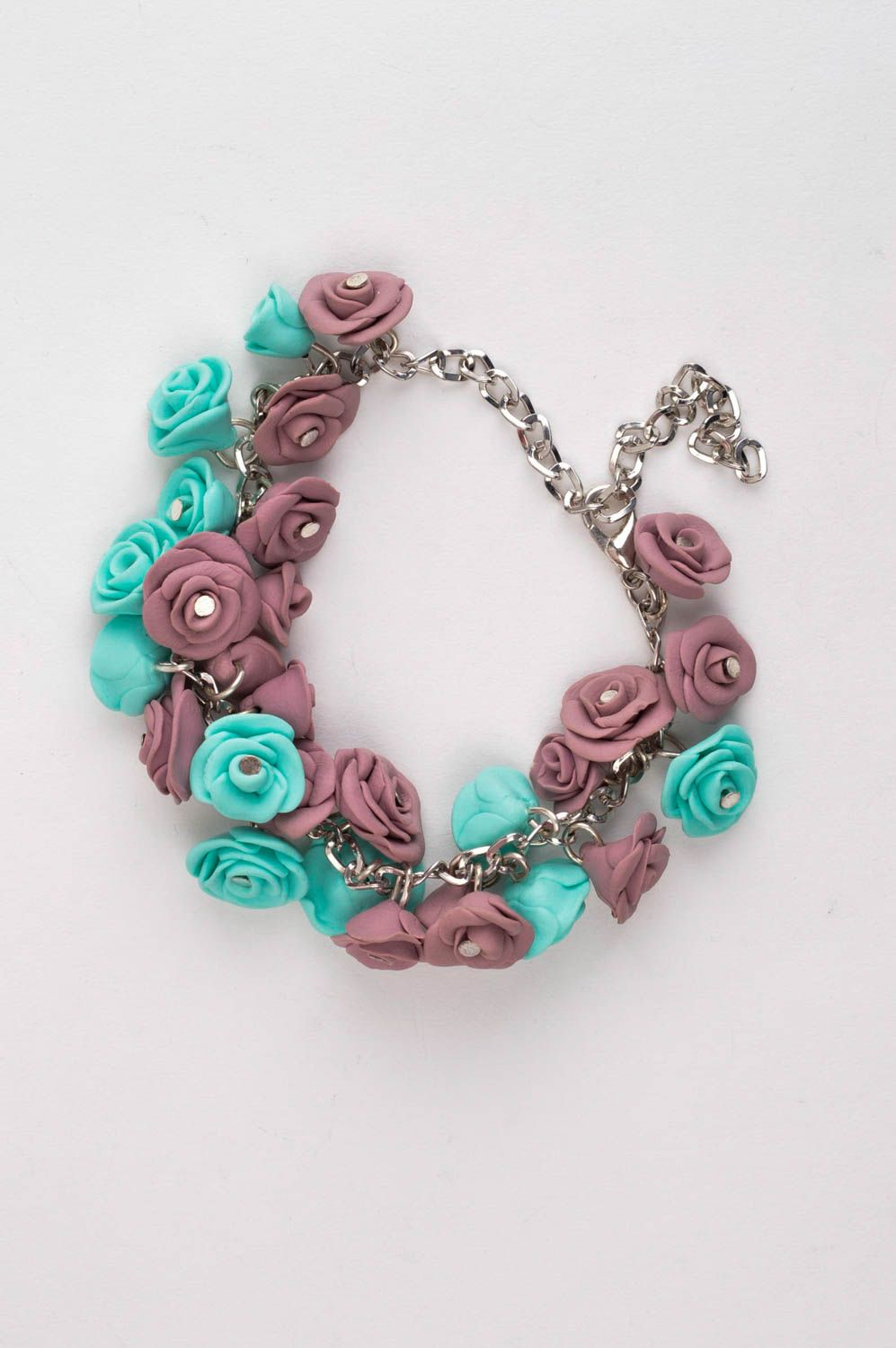 Handmade bracelet flower bracelet clay accessory designer jewelry gift ideas photo 2
