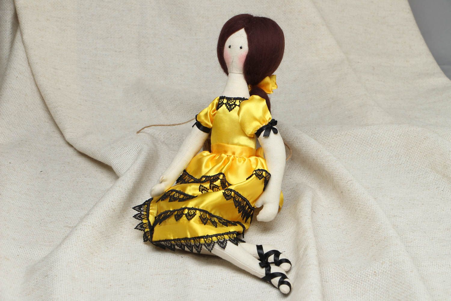 Handmade doll sewn of natural fabrics photo 1