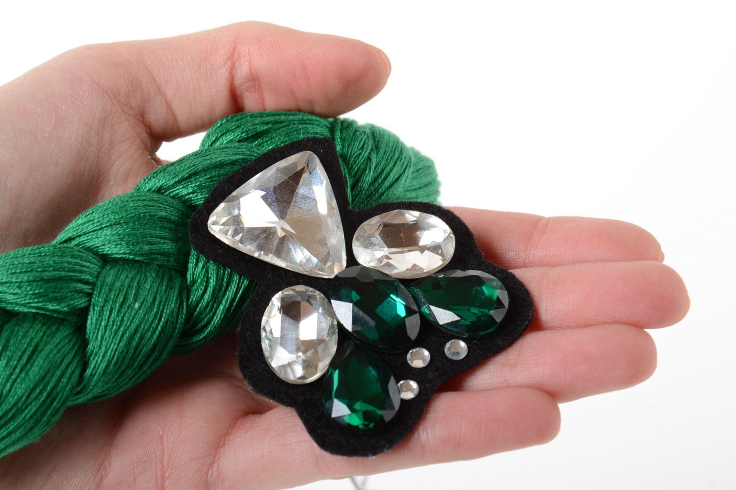 Grünes Collier aus Fäden und Kette mit Strass Steinen Frauen Schmuck Geschenk   foto 5