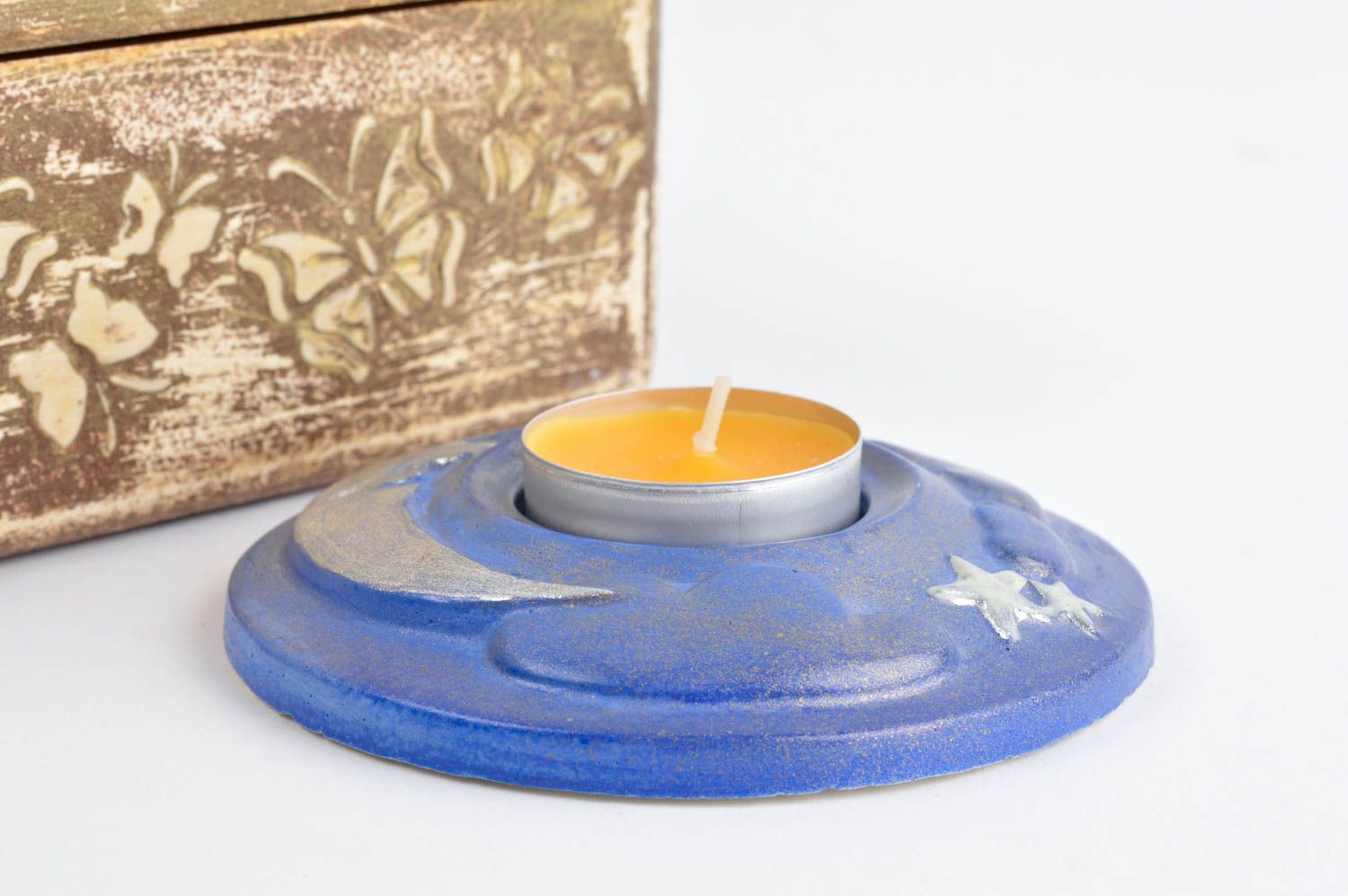 Teelicht Kerzenhalter handmade Deko Kerzenhalter modern Kerzenständer aus Gips foto 1
