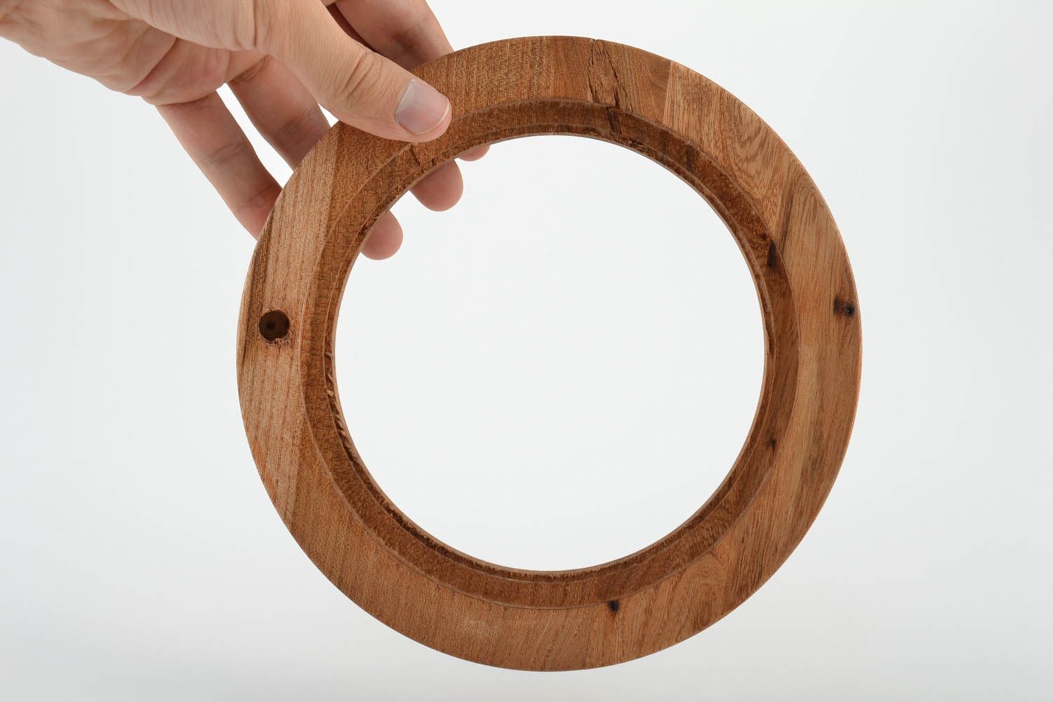 Small handmade designer round wooden photo frame eco friendly photo 5
