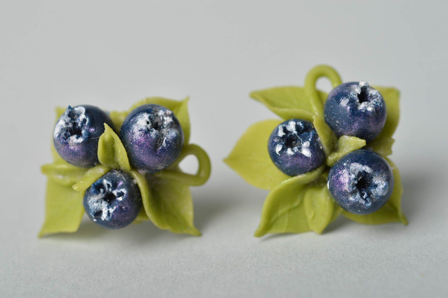 Handmade polymer clay earrings plastic stud earrings with berries summer jewelry photo 5