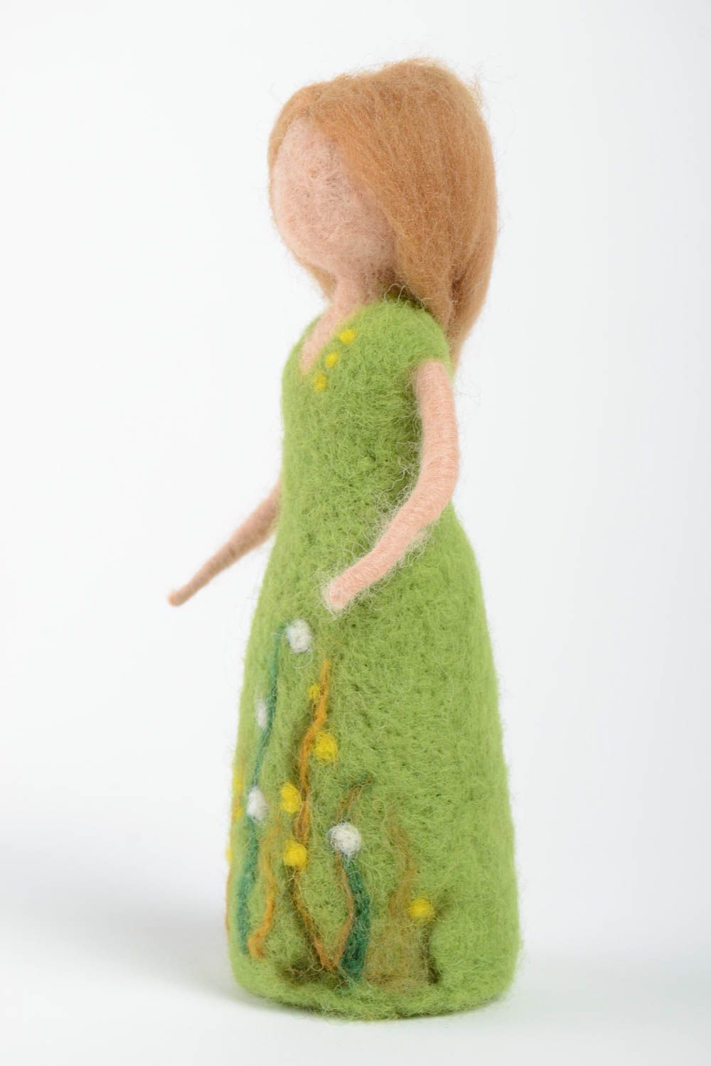 Poupée en laine Poupée décorative faite main verte originale Cadeau pour enfant photo 5