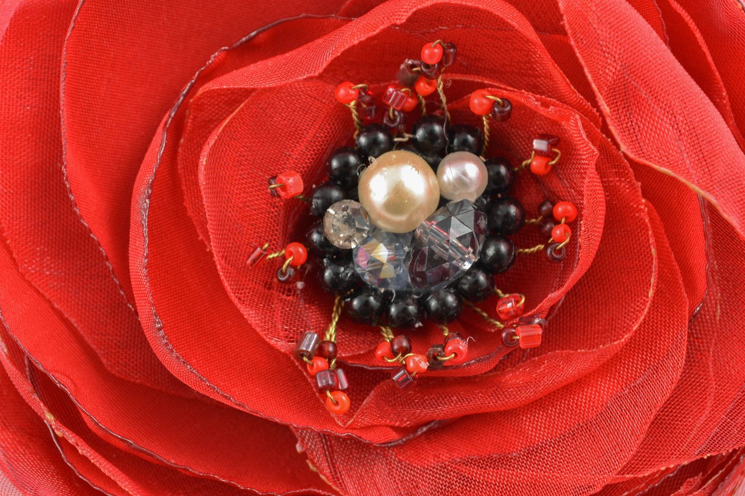 Handmade textile brooch Red Poppy photo 3