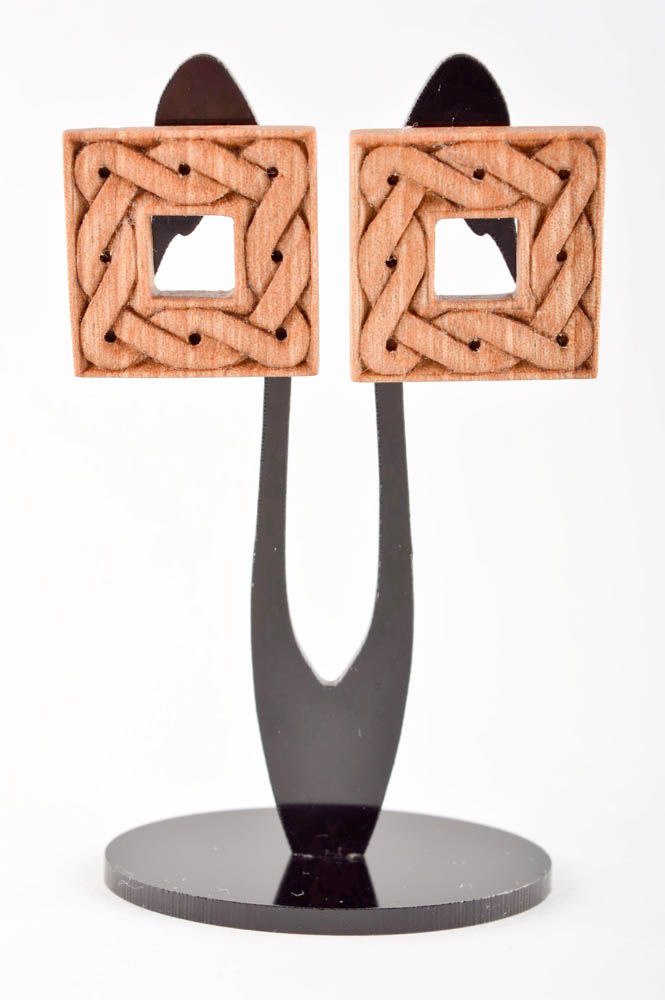 Серьги ручной работы серьги из дерева эко украшение серьги-гвоздики викинги фото 2