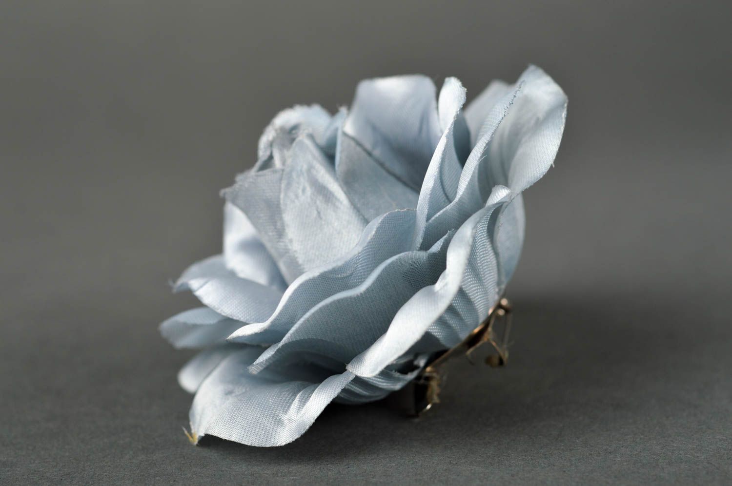 Broche Barrette fleur faite main grande argentée originale Accessoire femme photo 3