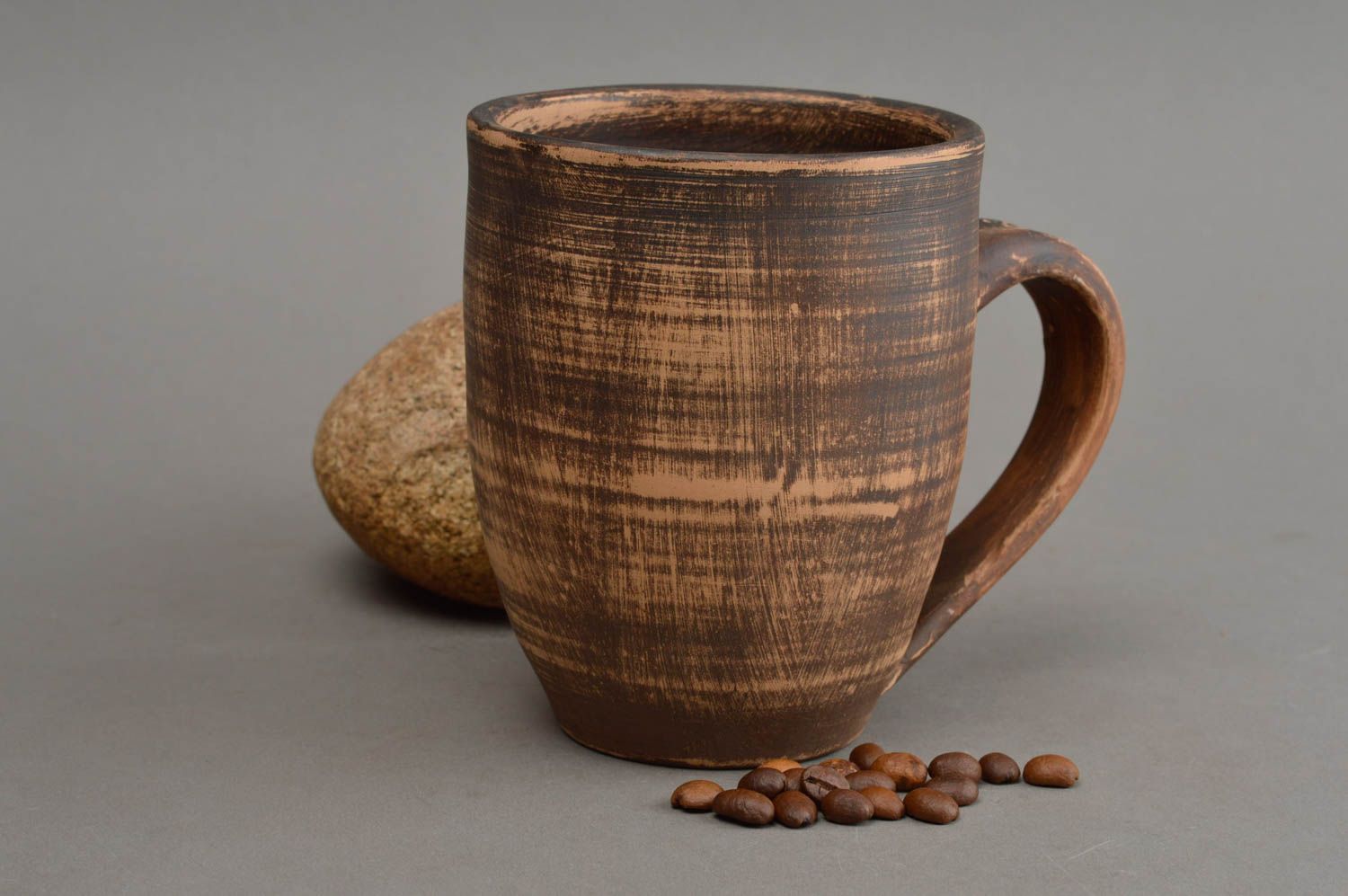 Large handmade ceramic mug with handle 10 oz, 0,62 lb photo 1