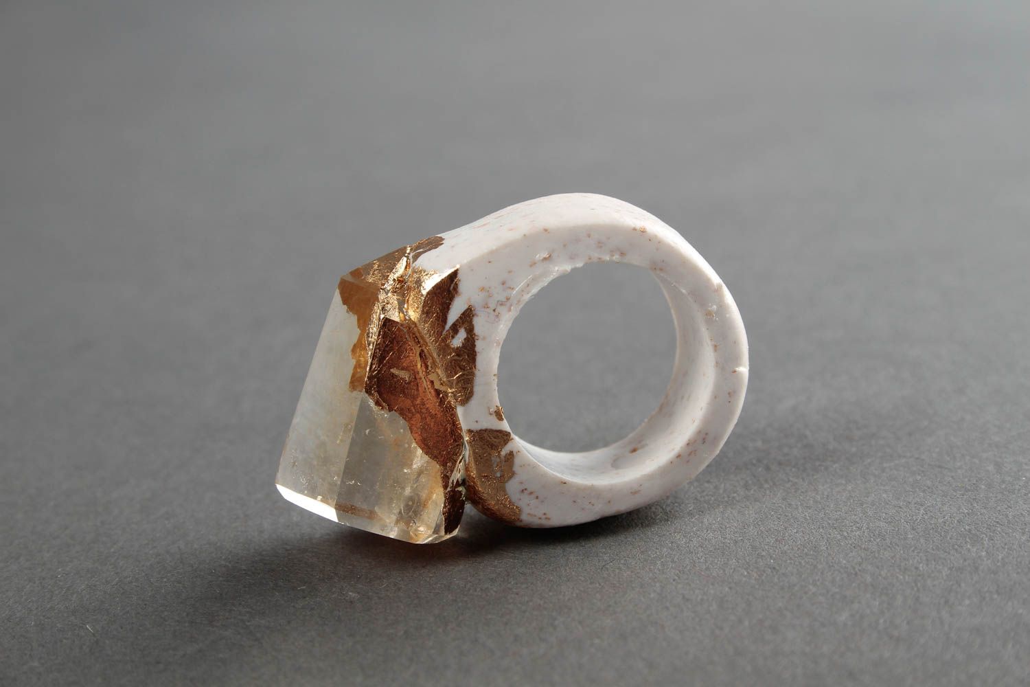 Кольцо ручной работы украшение из полимерной глины украшение кольцо с цитрином фото 4